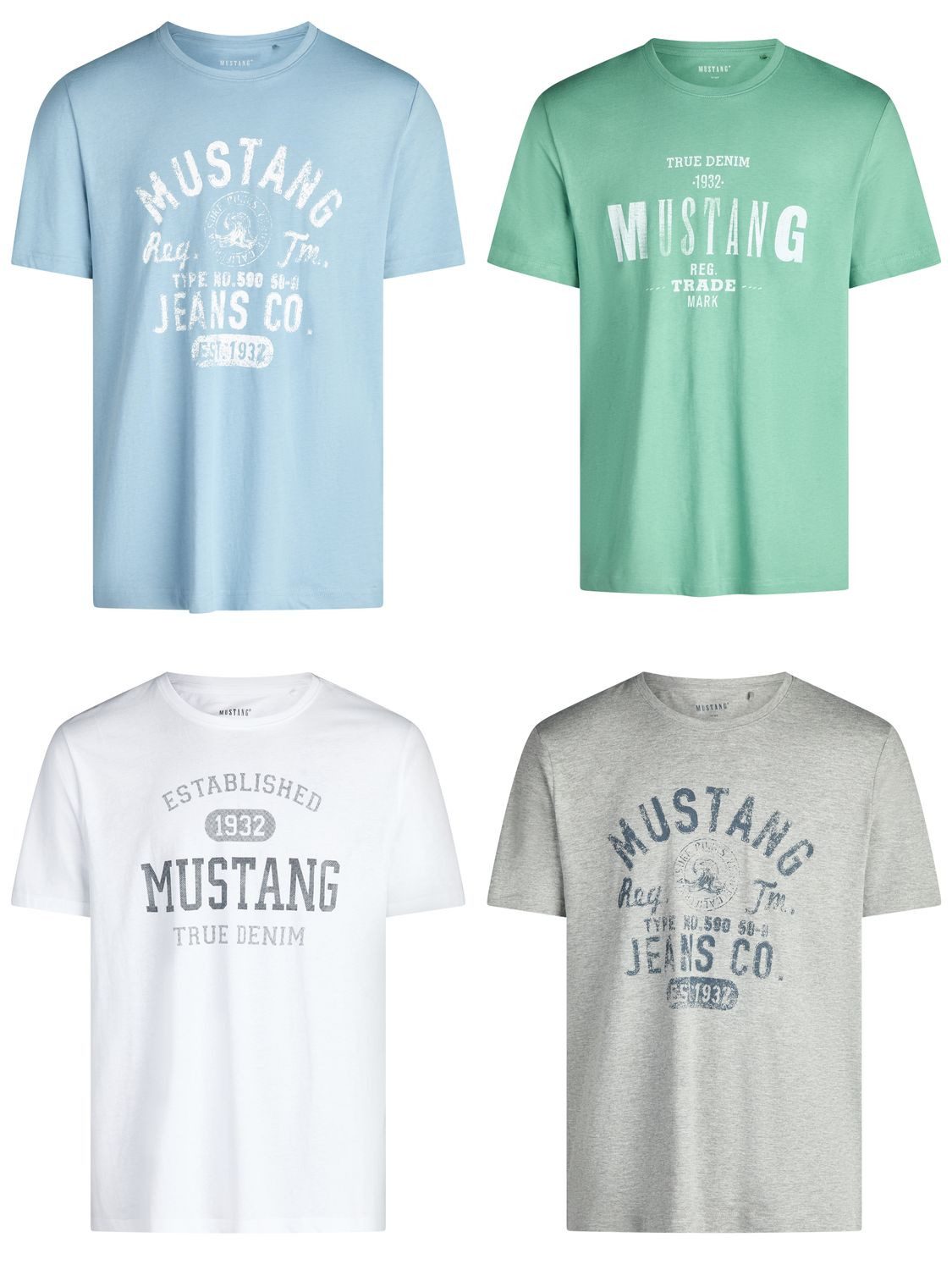 T-Shirt Herren Printshirt 4er Pack Set Regular Fit