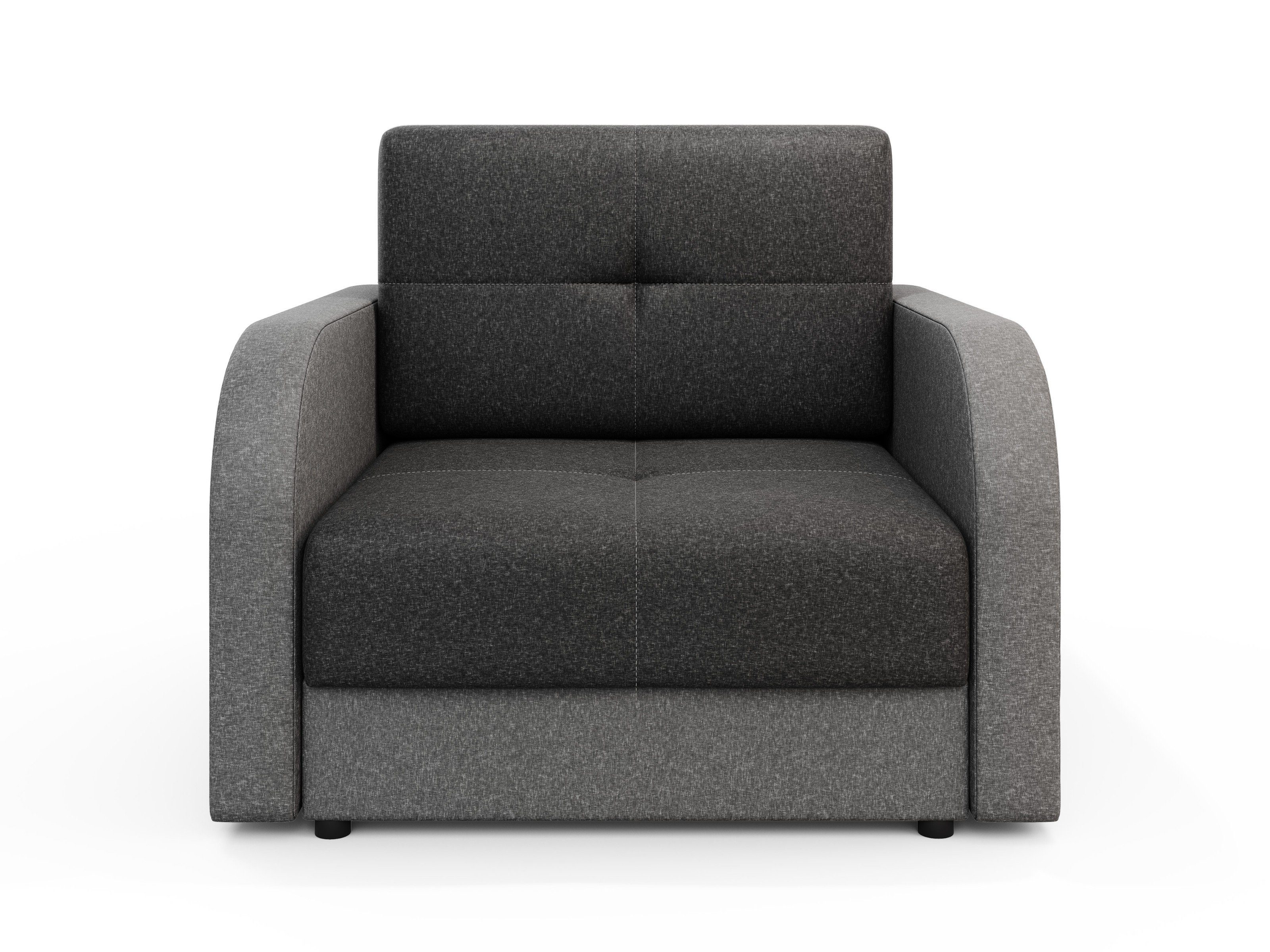 pressiode Sofa Schlafsofa, COUCH mit Schlaffunktion und Bettkasten 80cm TWICE Graphit