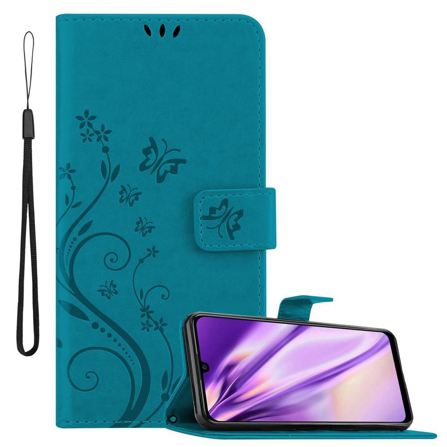 Cadorabo Handyhülle für Honor 10 LITE / Huawei P SMART 2019 Hülle Honor 10 LITE / Huawei P SMART 2019, Hülle Schutzhülle Blumen Flower mit Standfunktion Kartenfach Magnet