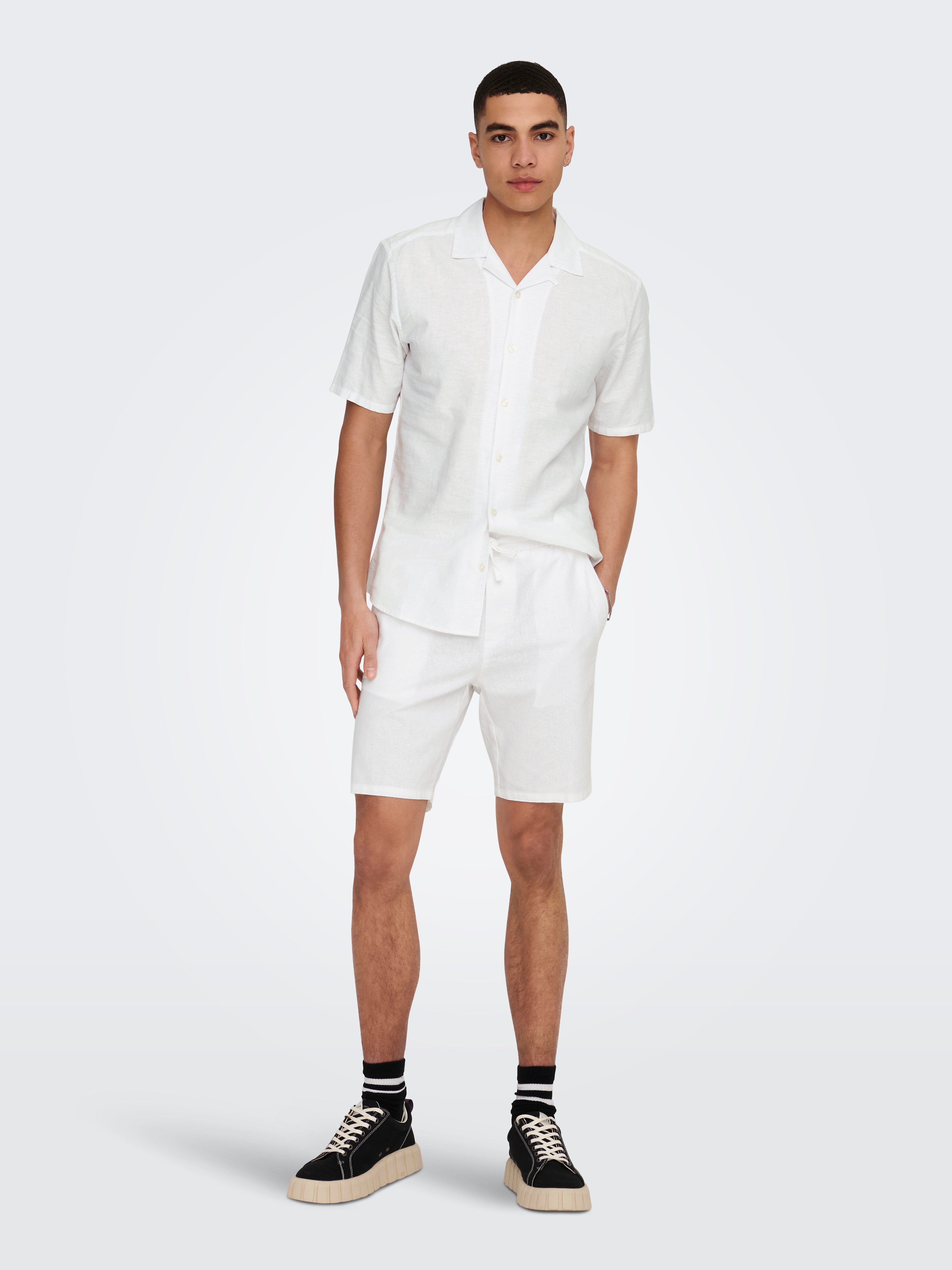 ONLY & SONS Shorts ONSLINUS 0007 COT LIN SHORTS NOOS Baumwolle mit Leinen, normal geschnitten – Bild 4 von 5
