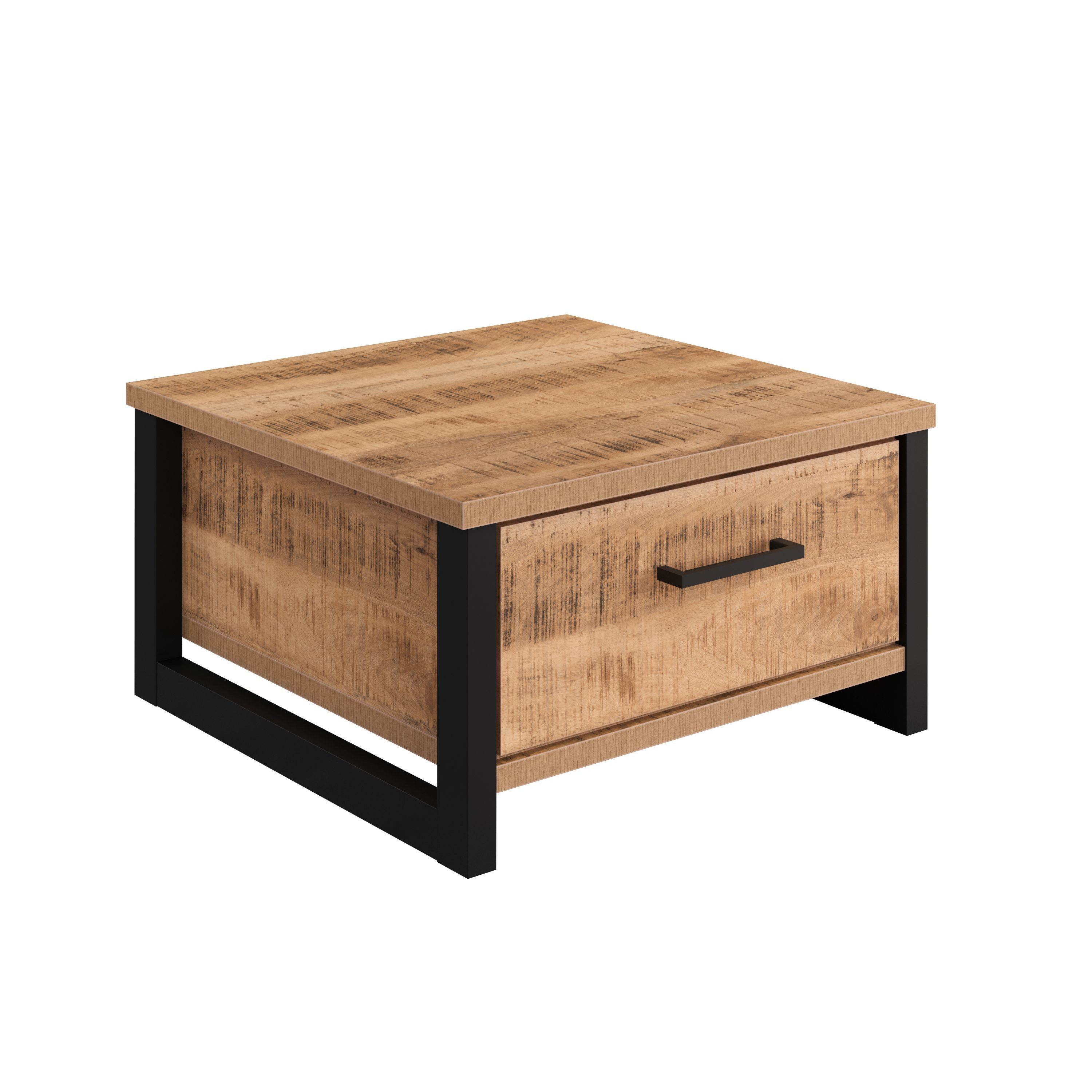 trendteam Couchtisch Enna, Mit Schubladen in Mango Dekor & Schwarz B/H/T: 80 / 45 / 80 cm