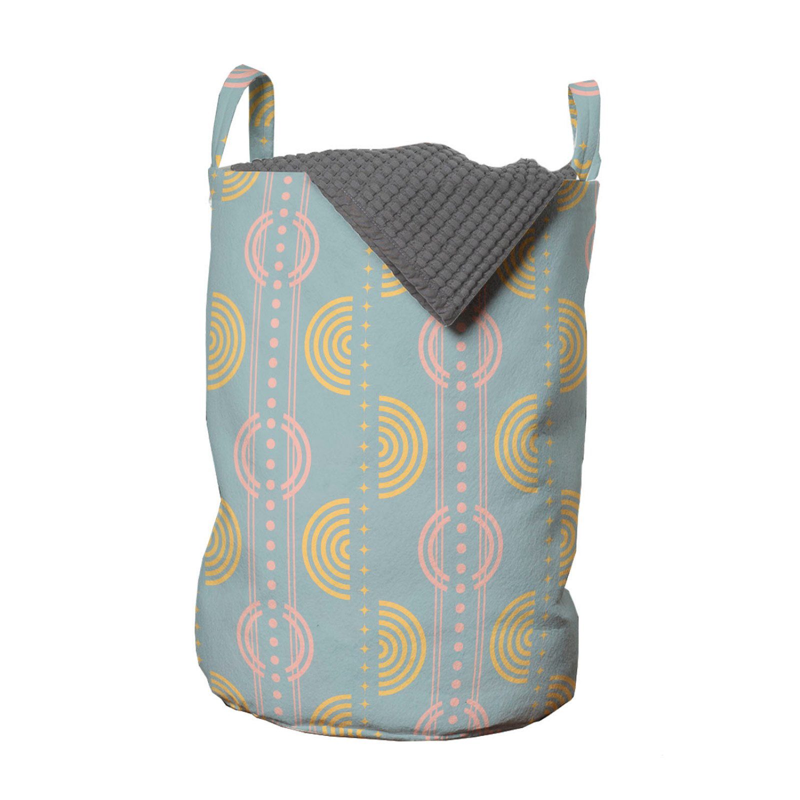 Abakuhaus Wäschesäckchen Wäschekorb mit Griffen Kordelzugverschluss für Waschsalons, Geometrisch Retro Disco-Art-Entwurf | Wäschesäcke