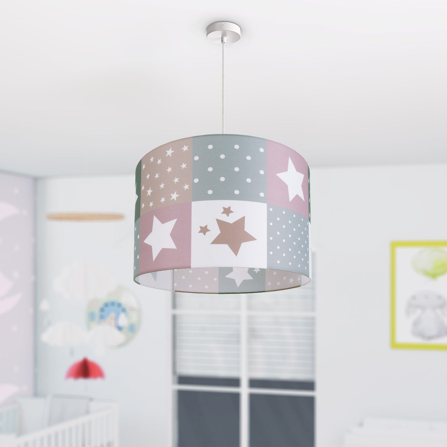 Pendelleuchte ohne Cosmo Sternen Kinderzimmer Home Lampe E27 Paco Motiv Deckenlampe 345, LED Leuchtmittel, Kinderlampe