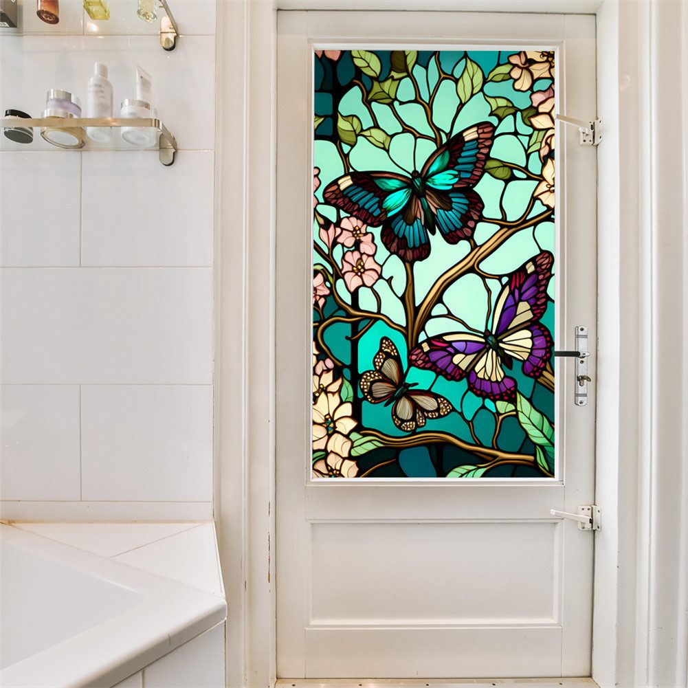 GarveeMore Zierleisten-Aufkleber Neu Schmetterling Glasmalerei Fenster Film Uv Blocking Nicht klebend