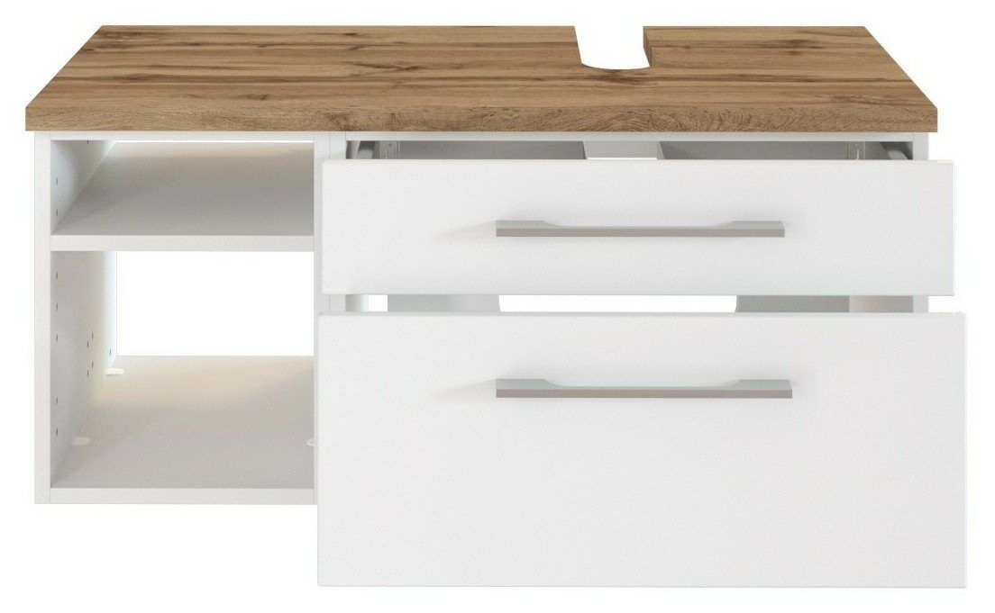 HELD MÖBEL Unterschrank Unterbeckenschrank Davos 90 cm (rechts) weiß/matt weiß