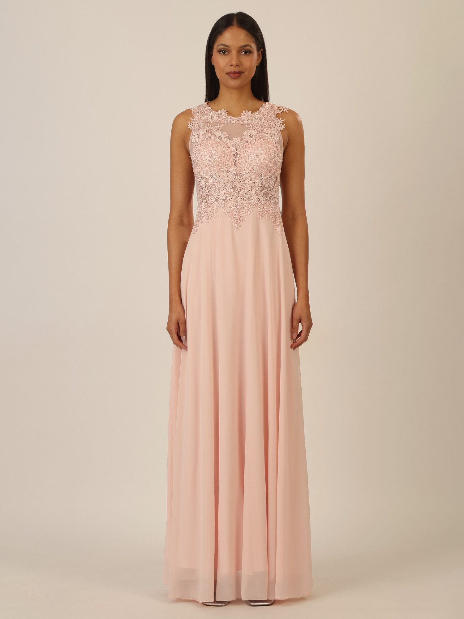 Apart Abendkleid im Materialmix aus bestickter günstig online kaufen