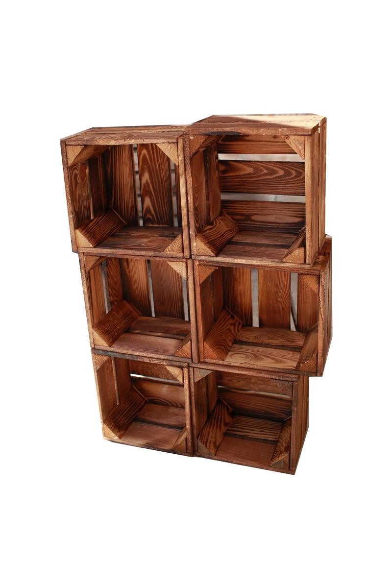 Teramico Holzkiste Weinkiste Holzkiste 22x20,5x15cm 3x Geflammt, Aufbewahrungsbox