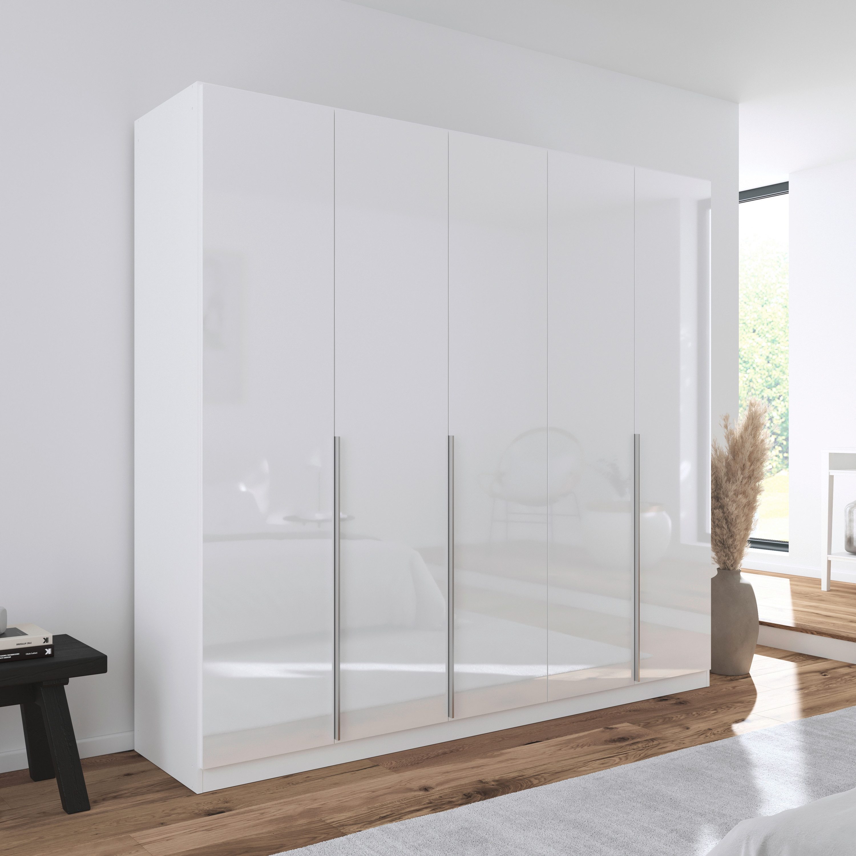 OTTO home Drehtürenschrank Kleiderschrank Schrank Garderobe AGORDO Schlafzimmer (in zwei Griff-Farben, Breiten 91-405 cm, Dekor- oder Hochglanzfront) durchdachte Innenausstattung, in 8 Breiten und 2 Höhen MADE IN GERMANY