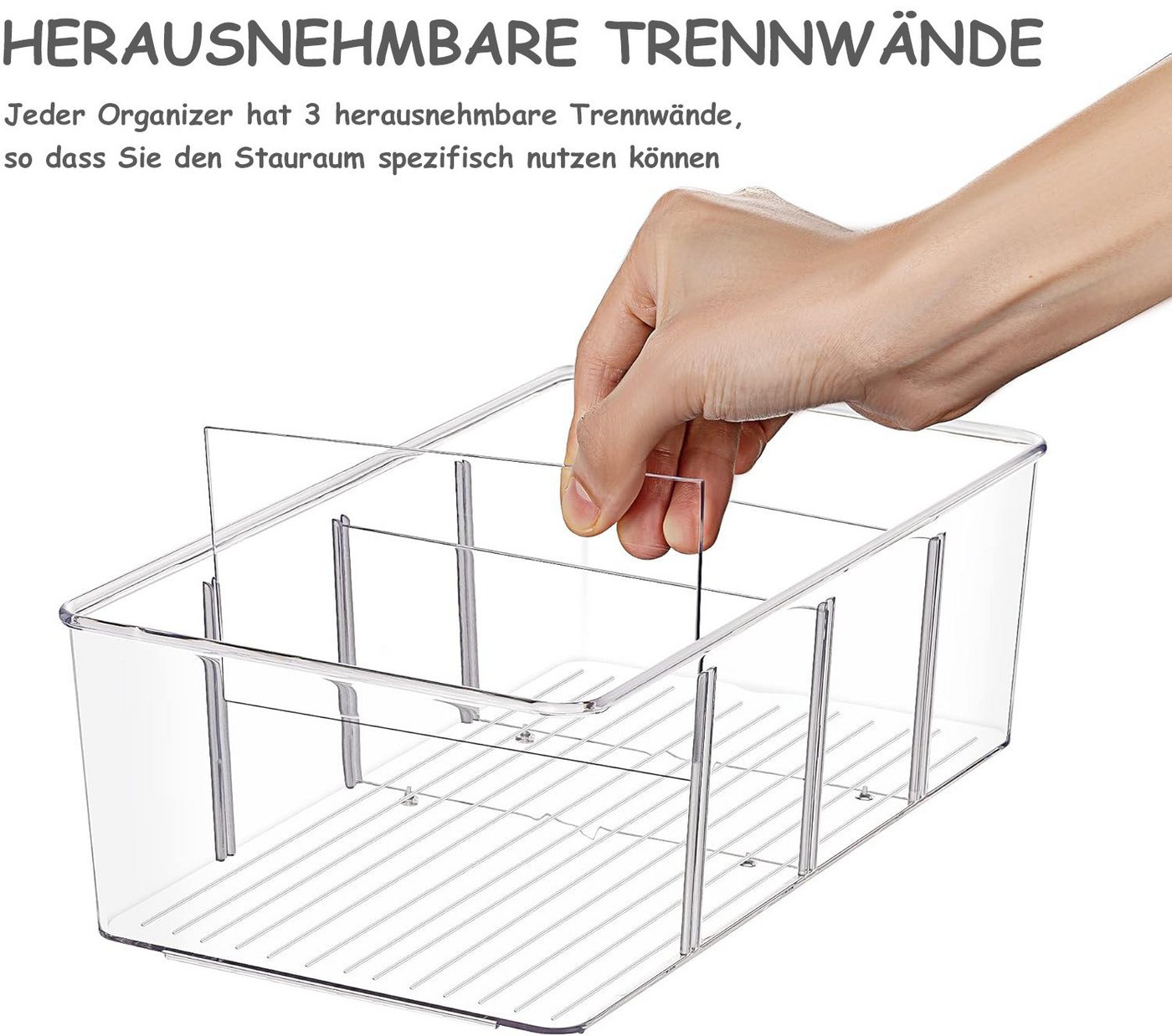 Thumbnail - SinLaw Aufbewahrungsbox Herausnehmbarer Organizer, Lebensmittel-Organizer zur Aufbewahrung (3 St), 4 Fächer mit herausne...
