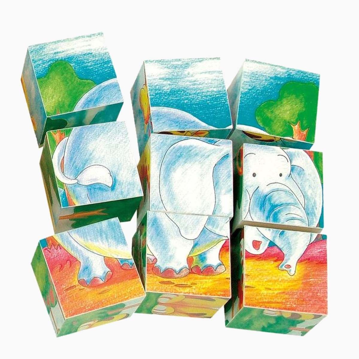 Bino & Mertens Würfelpuzzle Bilderwürfel Wildtiere Puzzle, 9-teilig, 9 Puzzleteile, Spielerisches Lernen