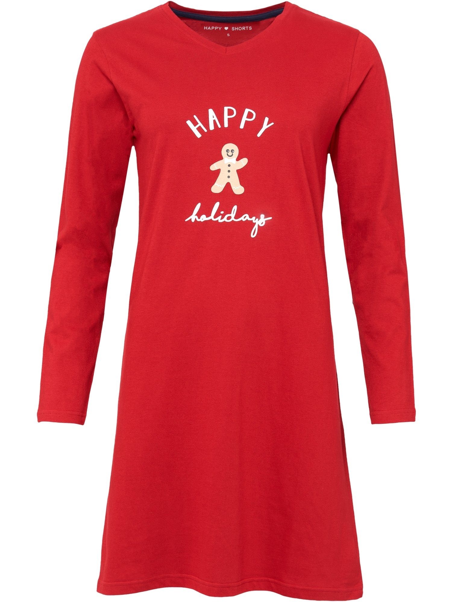 schlafshirt schlafmode Nachthemd Pyjama SHORTS HAPPY red Xmas