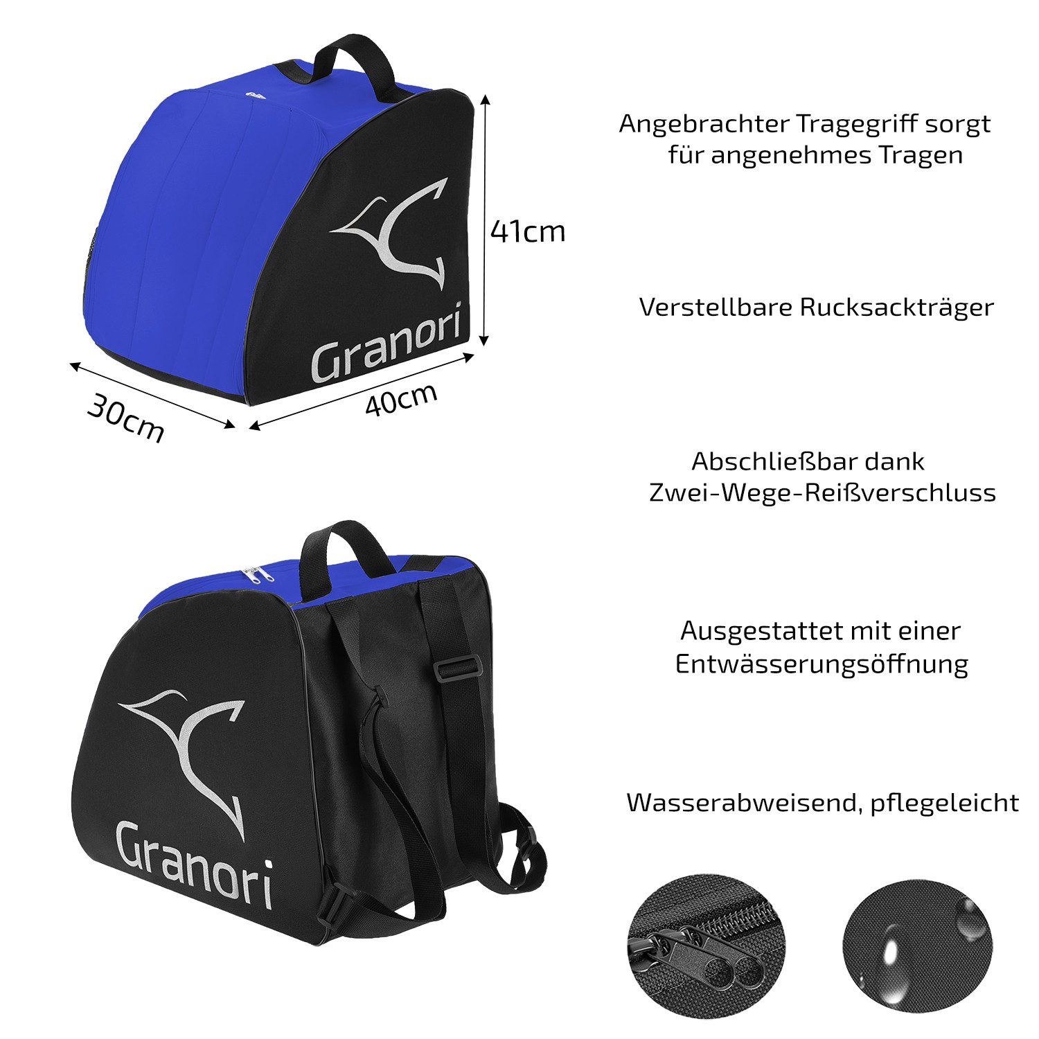 Granori Skitasche Rolltop Skisack + Skischuhtasche für 1 Paar Skischuhe & S günstig online kaufen