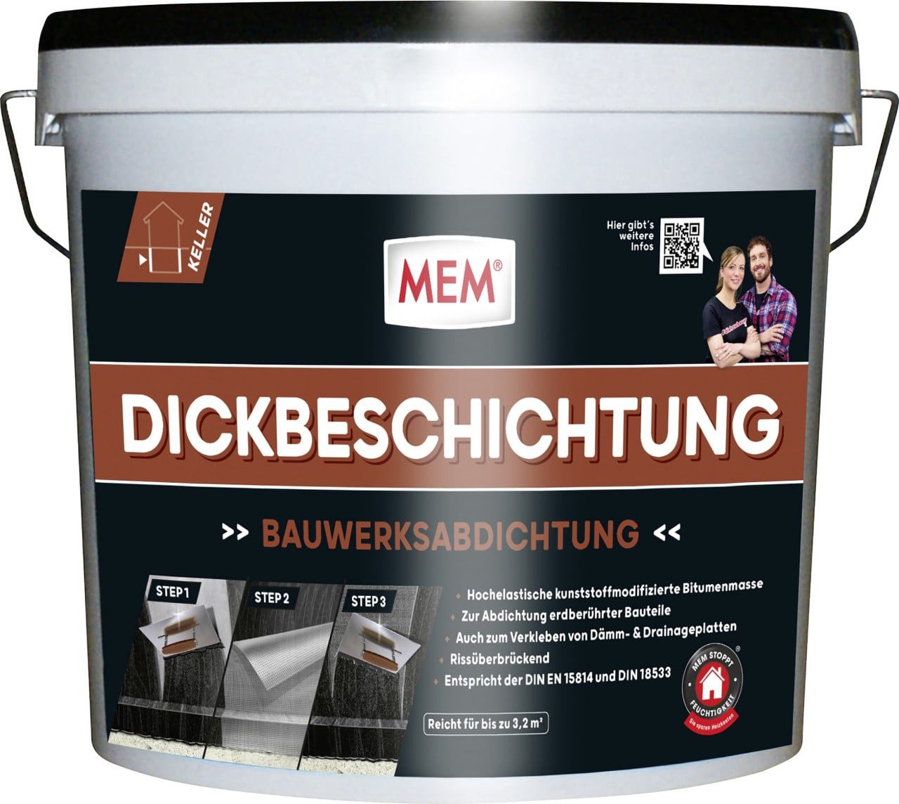 MEM Bauchemie Dichtstoff MEM Bitumen Dickbeschichtung 12 l