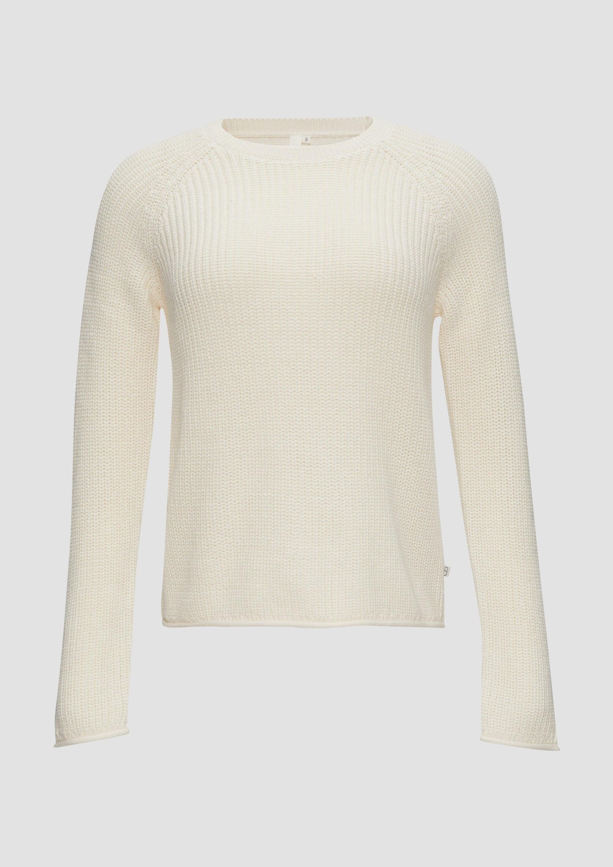 QS Longpullover Strickpullover Melierter Strickpullover mit Raglanärmeln