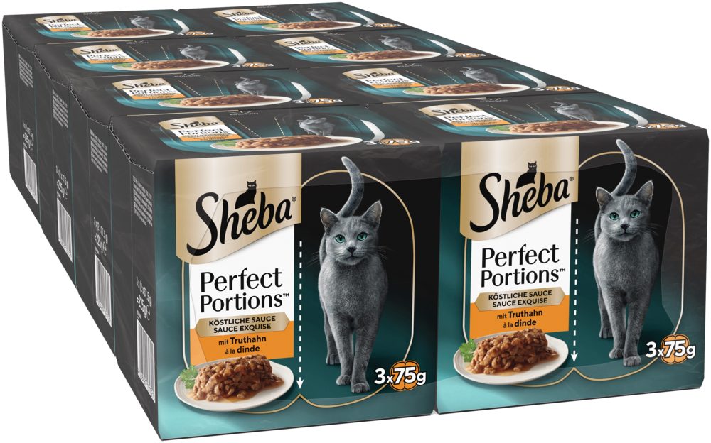 Sheba SHEBA® PERFECT PORTIONS™ Sauce mit Truthahn 8 x 6 x 37,5g, Nassfutter für: Katze
