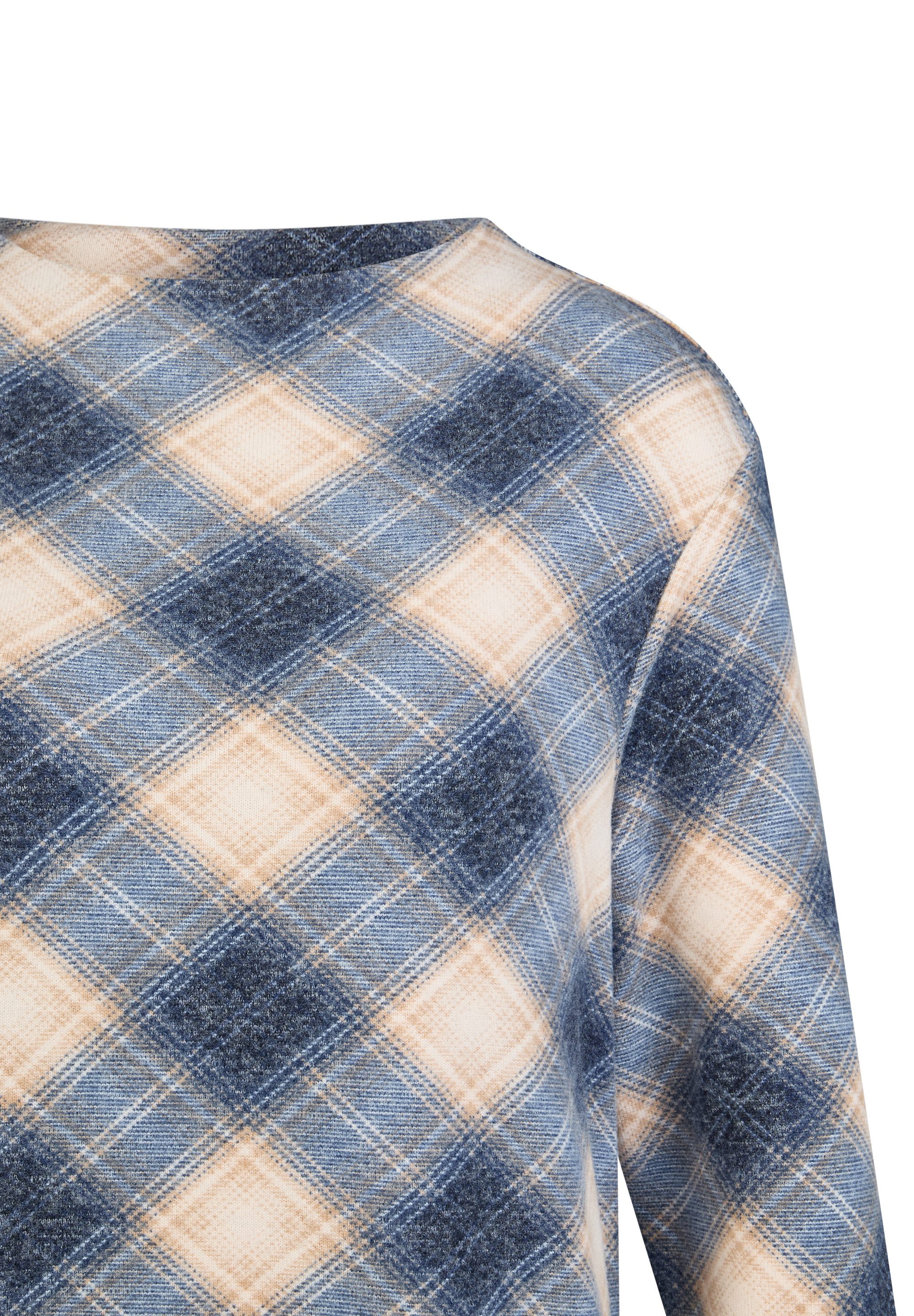 Rabe Langarmshirt im Karo-Look und mit Viskose/Stretch
