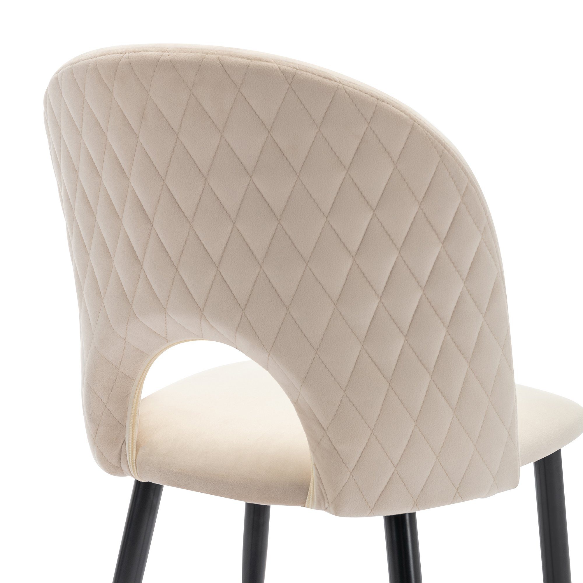 Essgruppe, (117x68 cm Küchentisch mit 4x Polsterstühlen), mit Diamantmuster, Verstellbare Stuhlbeine, Samt Esszimmerstuhl