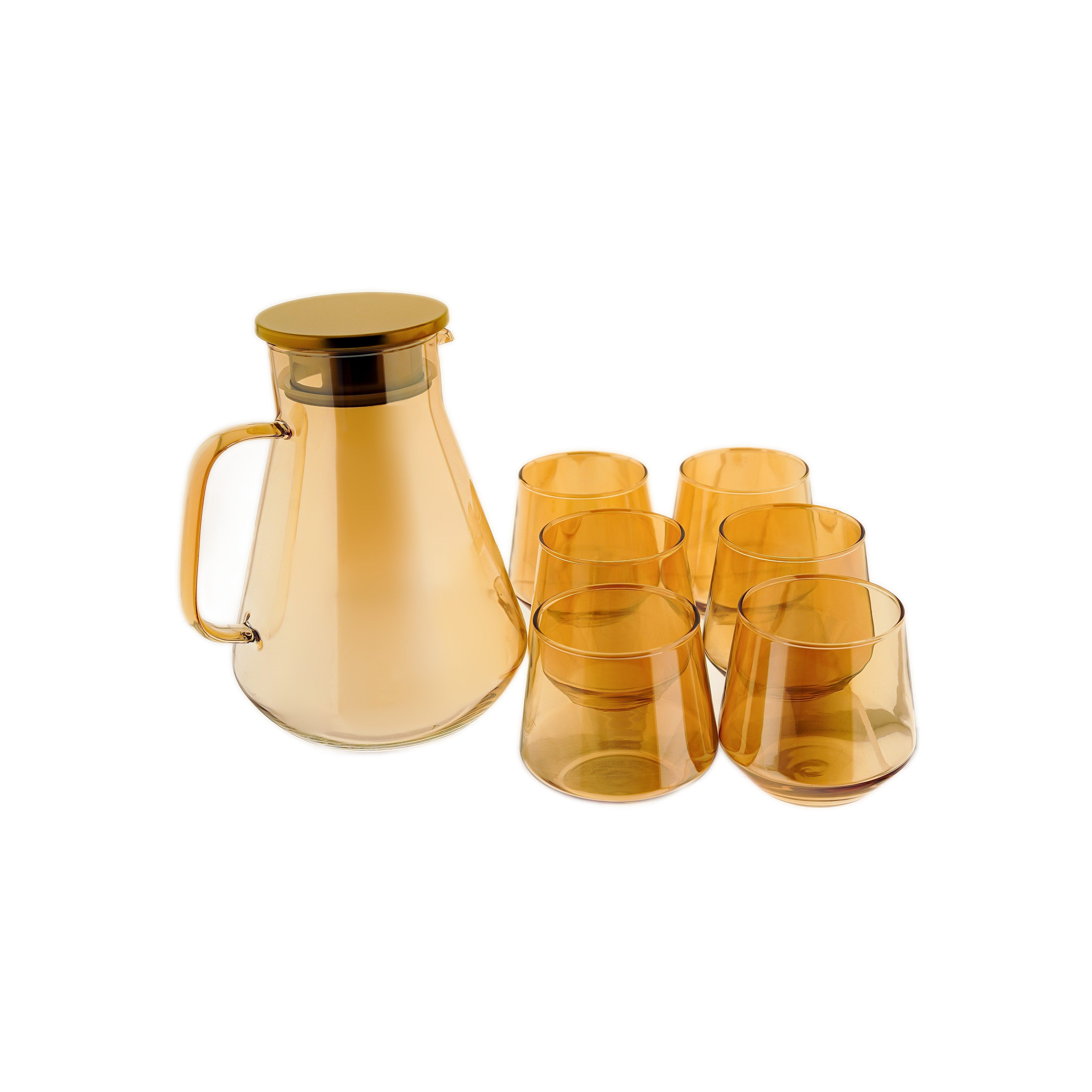Almina Karaffe aus hochwertigem Borosilikatglas mit Deckel & Griff - 7-teilig, (1-tlg)