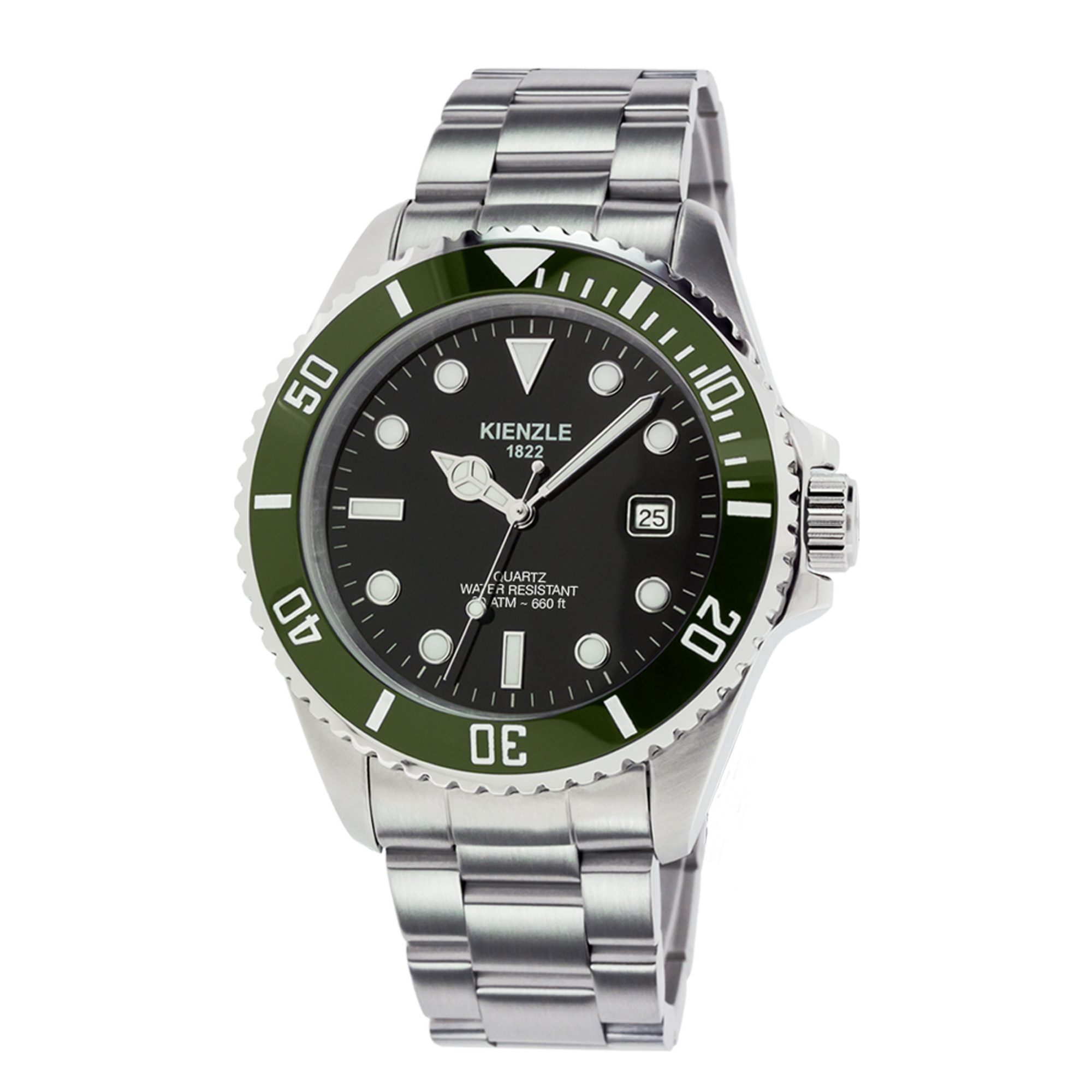 Kienzle Quarzuhr TAUCHER Quarz Armbanduhr Edelstahl grün