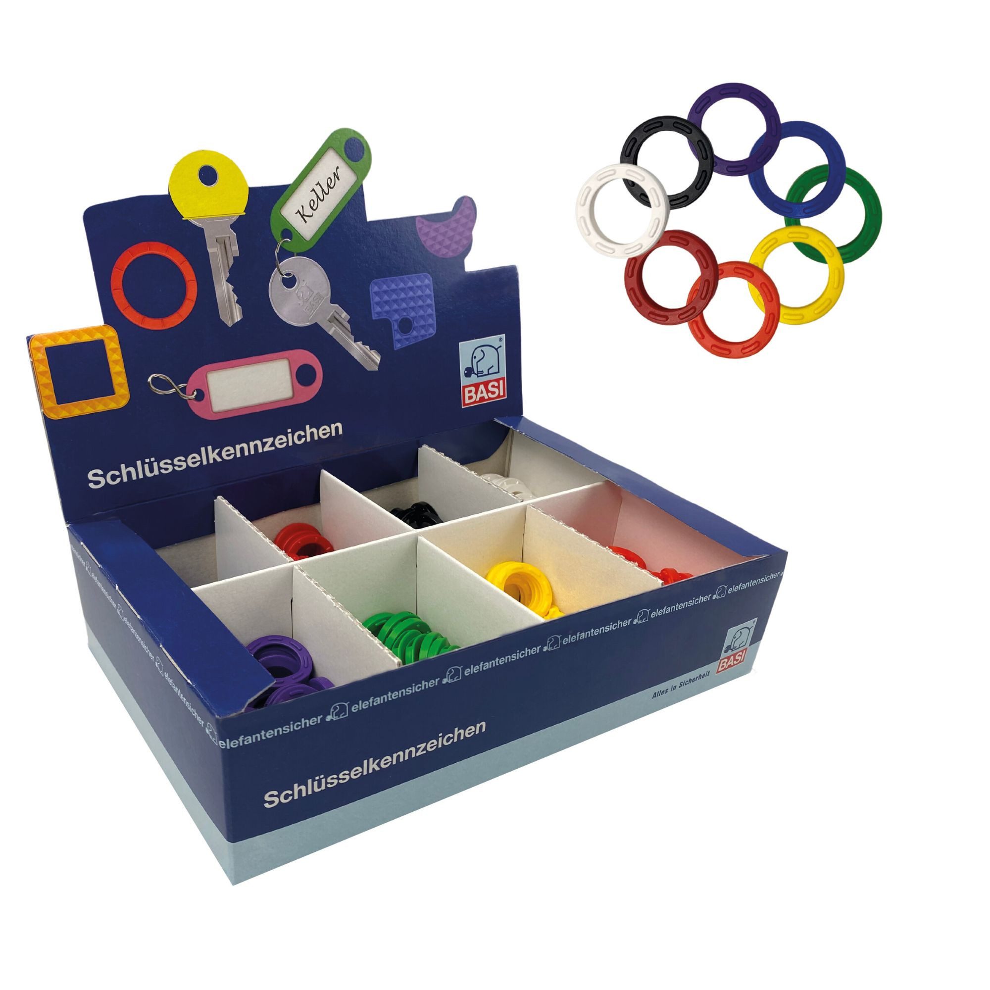 BASI Schlüsselanhänger Schlüsselkennringe (Packung), Standardfarben rund, 1 günstig online kaufen