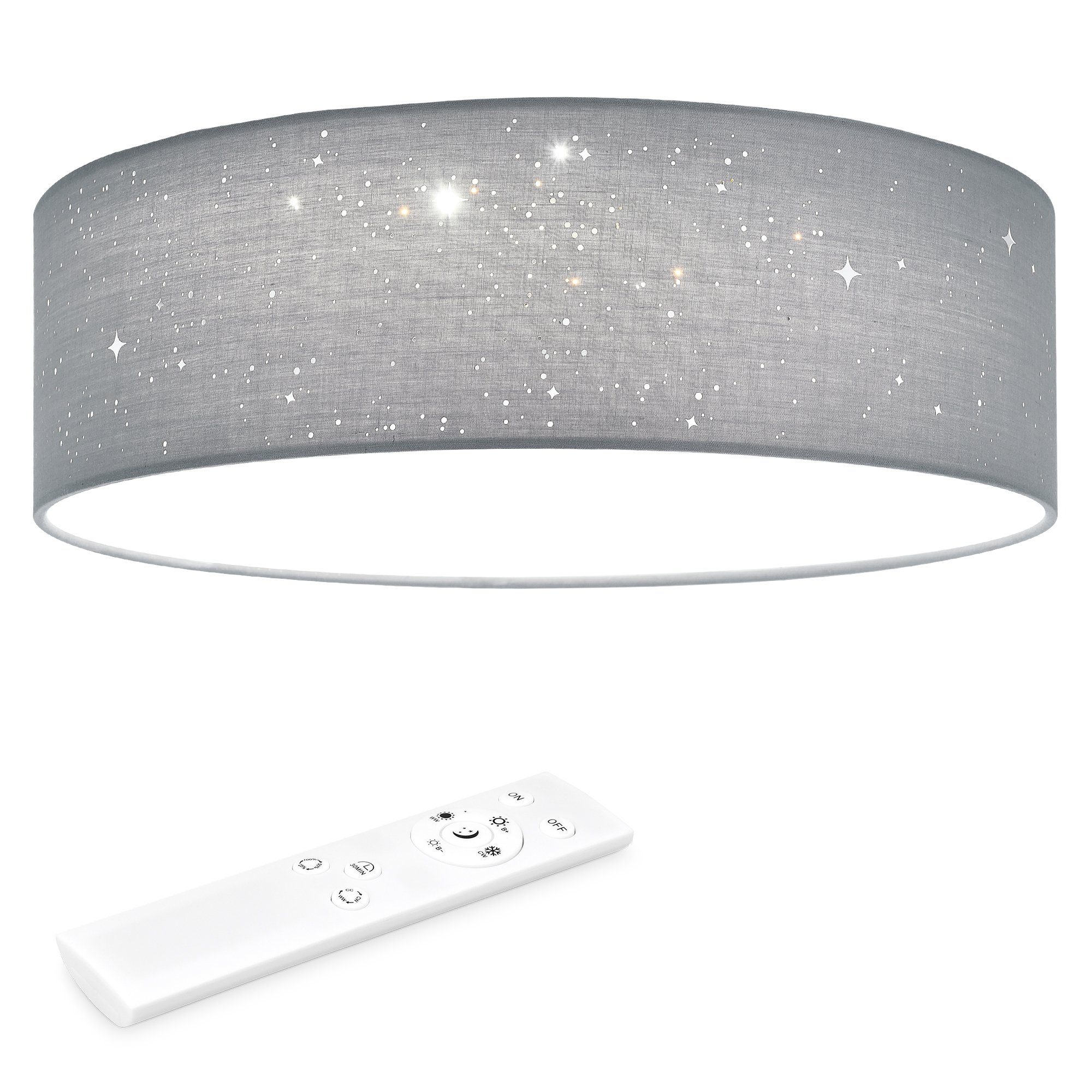 Navaris LED Deckenleuchte Dimmbare Deckenlampe rund mit Sterneneffekt und Fernbedienung