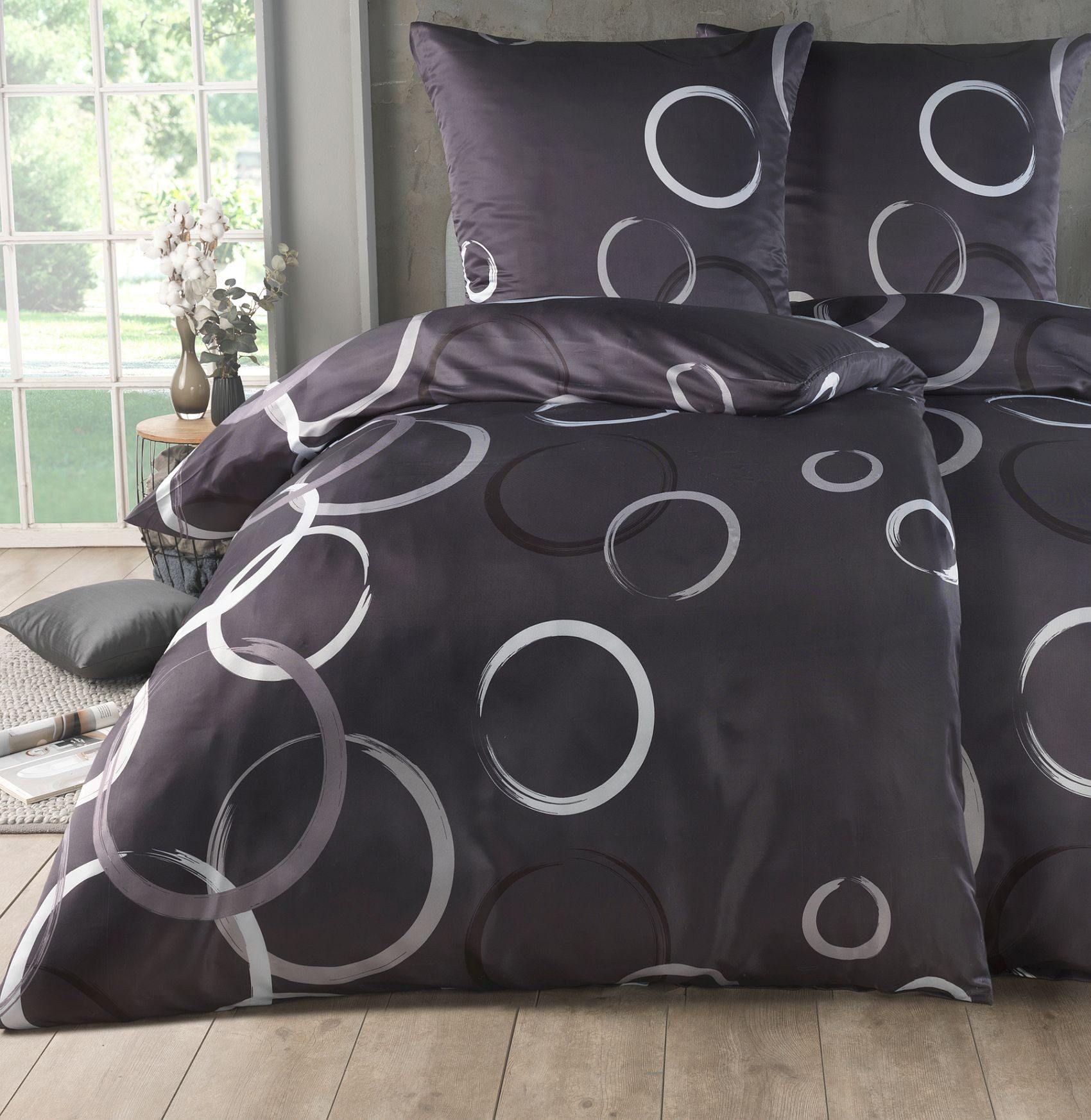 Kuscheli Bettwäsche 135x200 + 80x80 cm atmungsaktiver Bettbezug, moderne Designs, Mikrofaser, 4 teilig, Für Allergiker geeignet, pflegeleicht, angenehm weicher Stoff