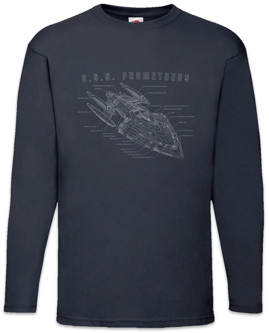 Langarmshirt Prometheus Blueprint Langarm T-Shirt Raumschiff Science Fiction U.S.S.