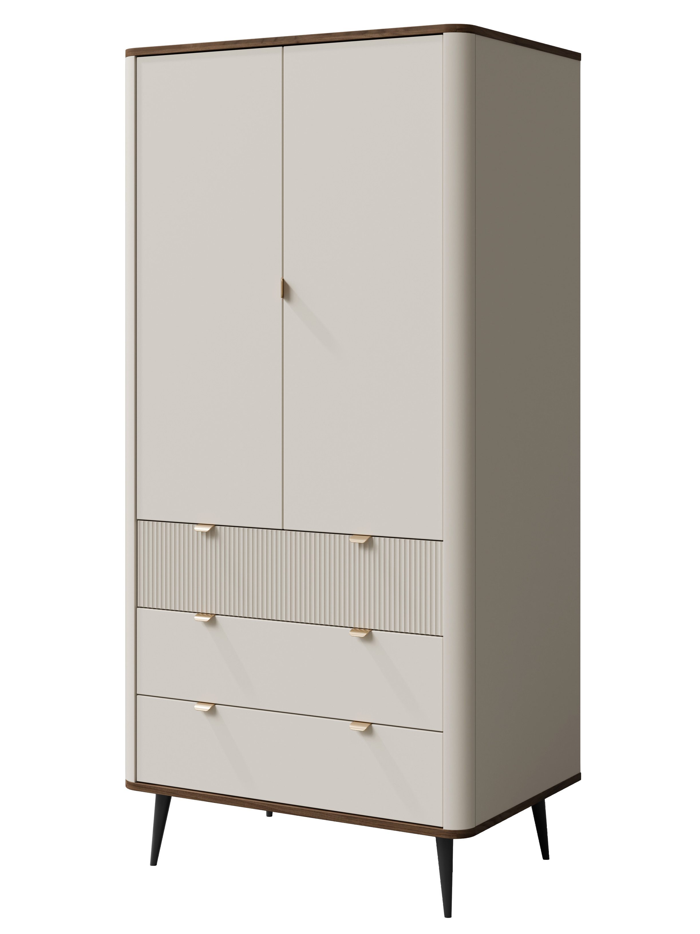 Compleo Kleiderschrank zweitürig, Schrank mit 4 Schubladen, Kaschmir, Elegant design