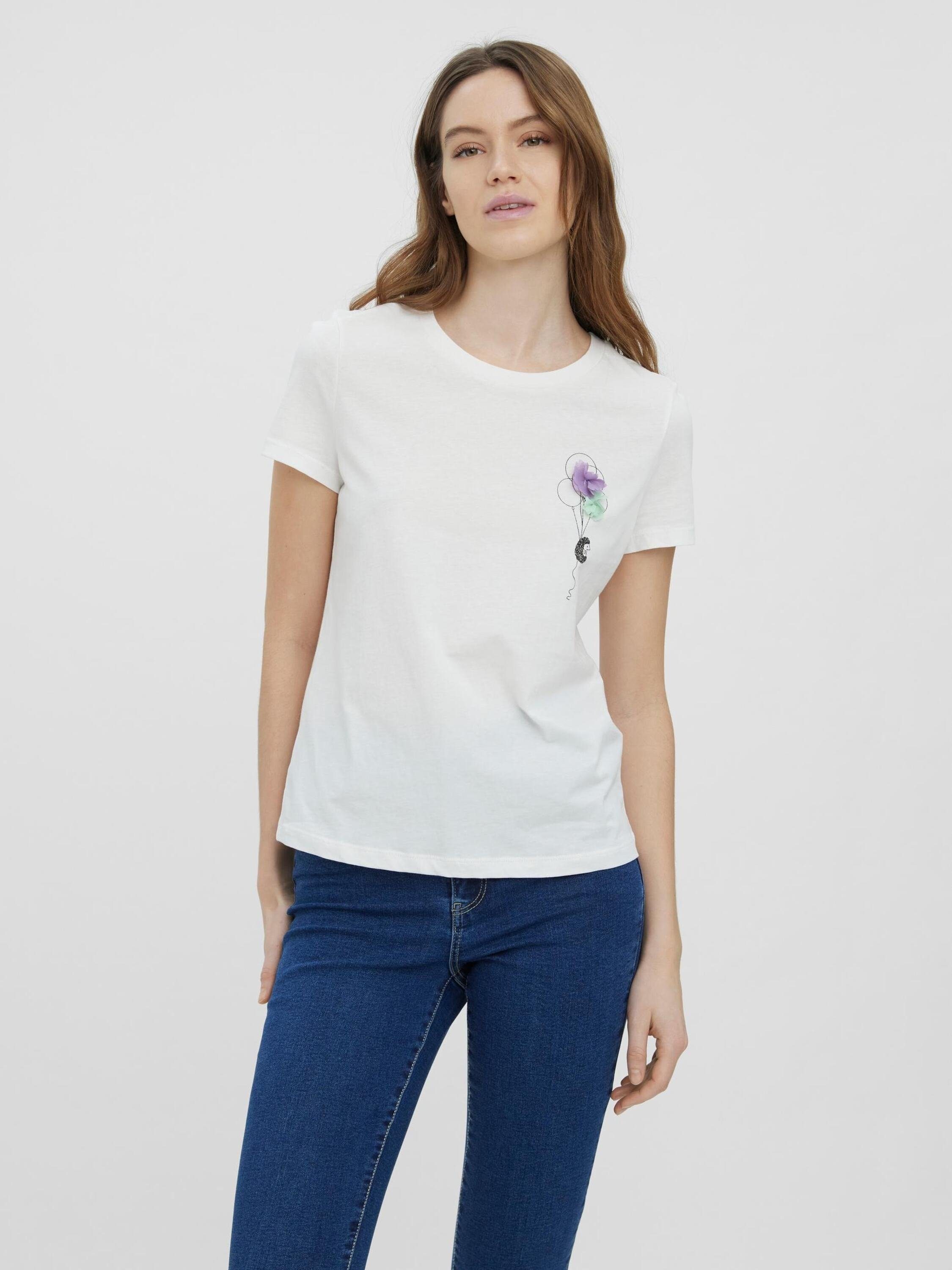 Vero Moda T-Shirt Aya Francis (1-tlg) Weiteres Detail, Abgesteppter  Saum/Kante