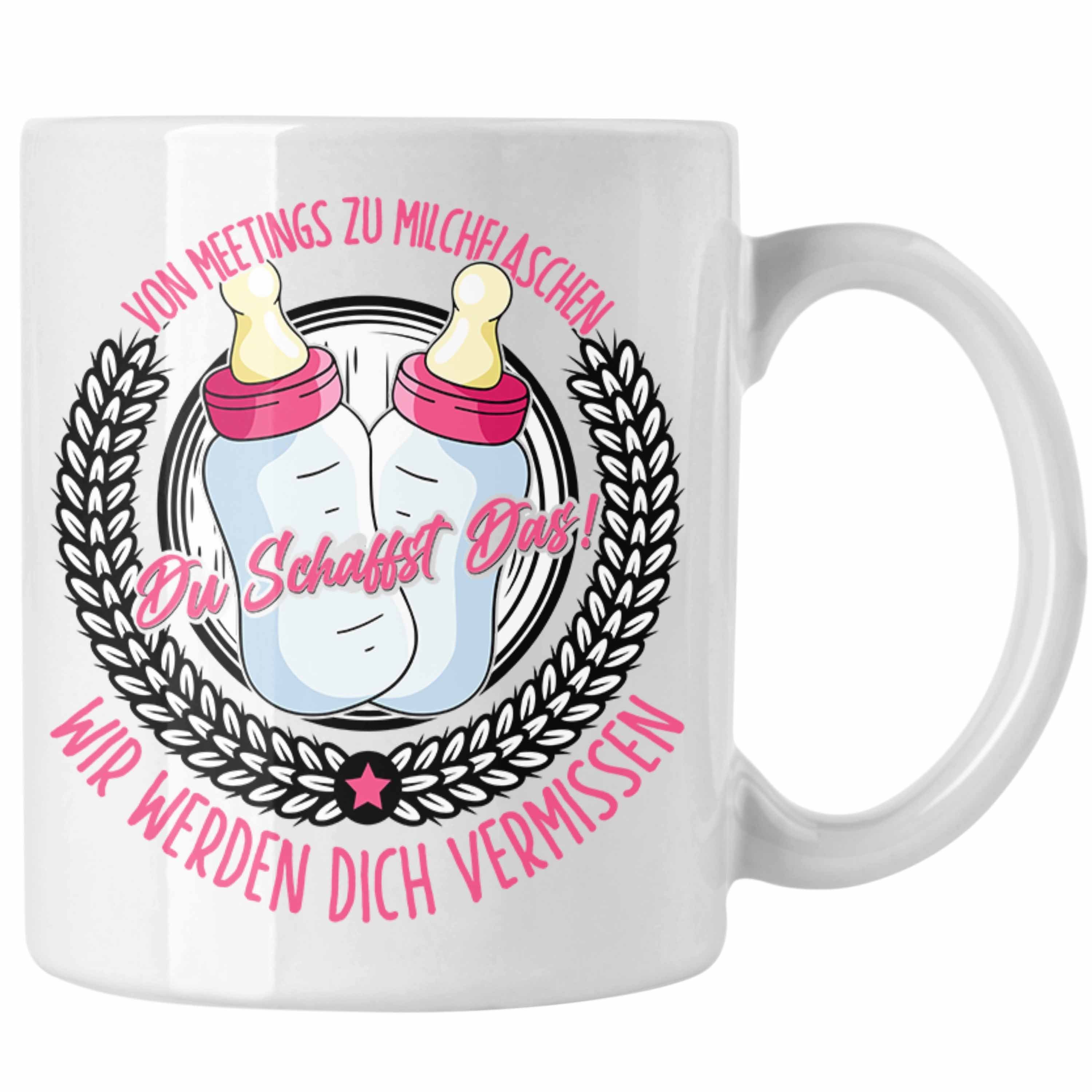 Trendation Tasse Mutterschutz Tasse Geschenk Abschied Mutterschutz Kaffeetasse Kollegi Weiss