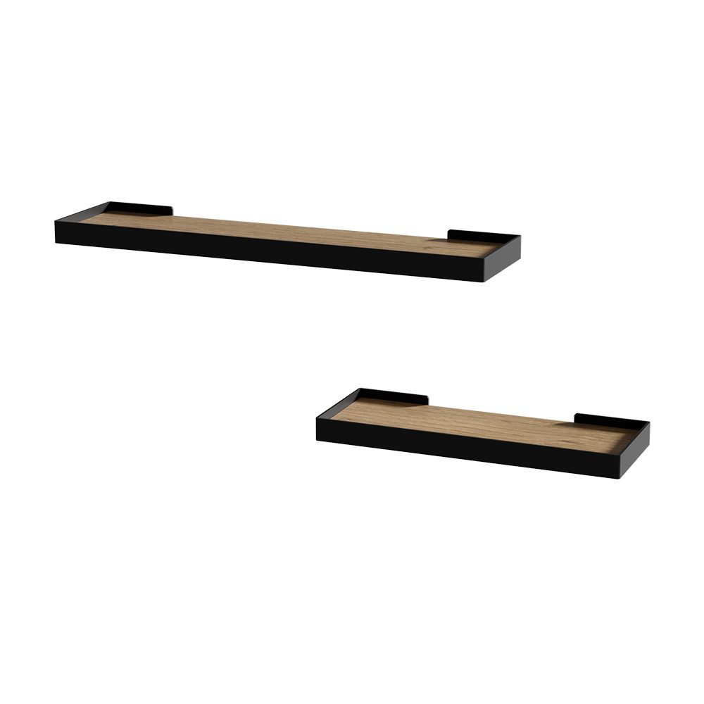 Vicco Bücherregal Erni, Schwarz/Eiche, 60 x 3 cm 2er-Set, 2-tlg. günstig online kaufen