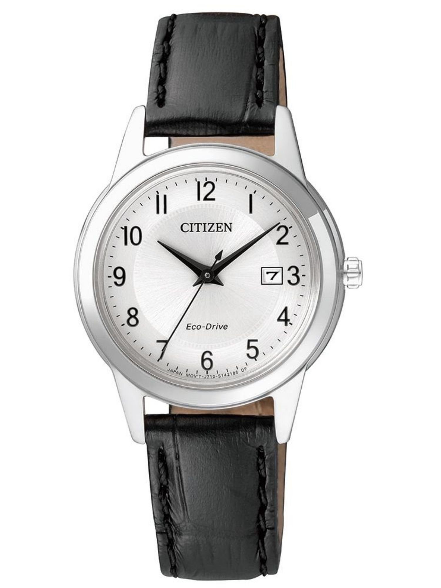 Citizen Quarzuhr FE1081-08A FE1081-08A, Citizen FE1081-08A DAU LEDER Eco-Drive Uhr Damenuhr Datum Schwarz
