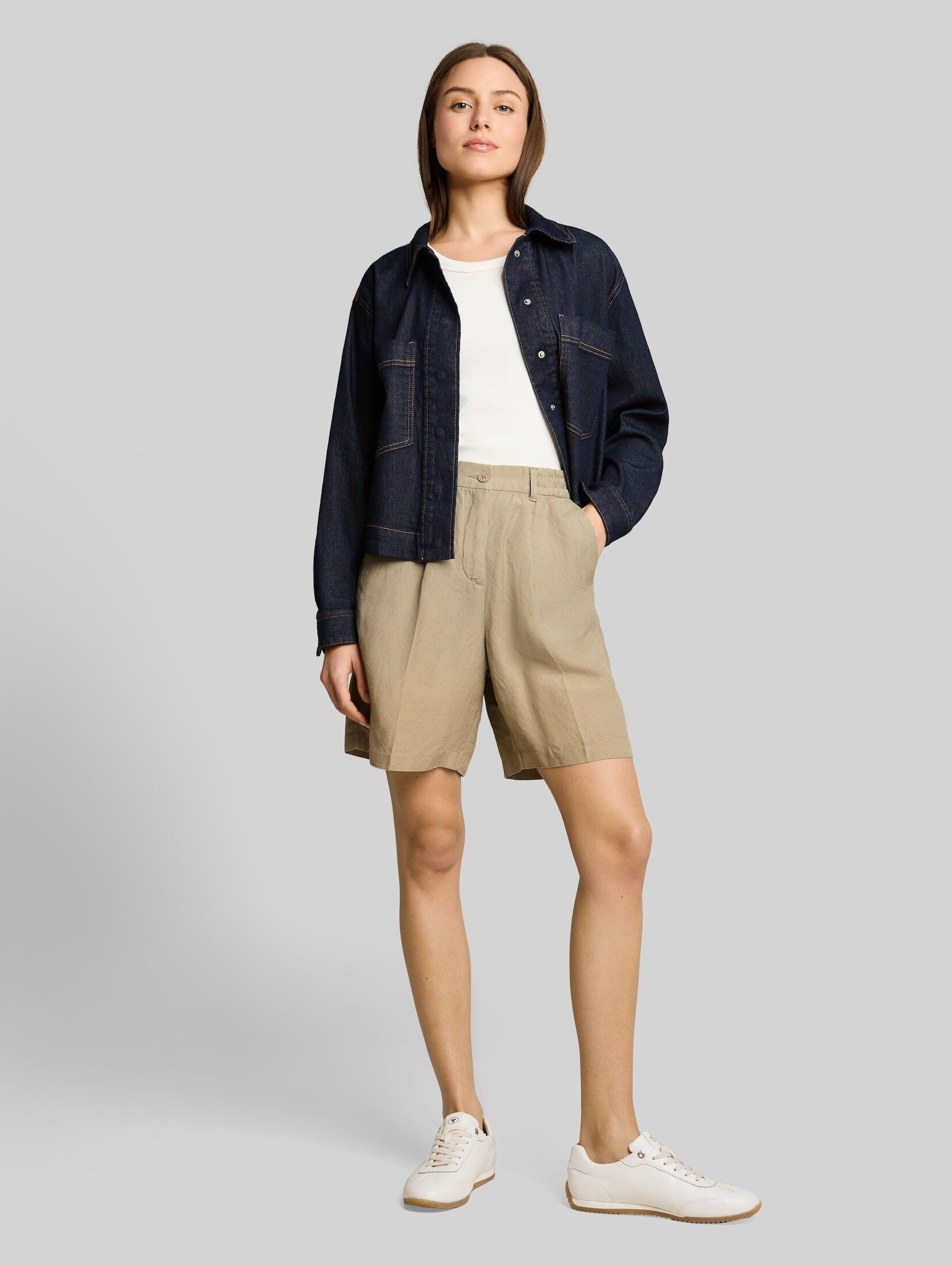 TOM TAILOR Bermudas Hosen & Chino Loose Fit Bermuda Shorts mit Leinenanteil