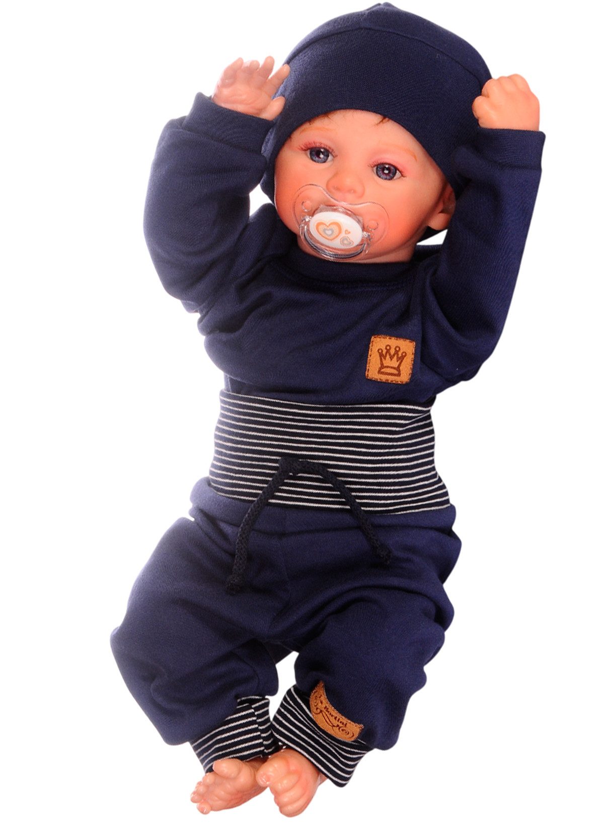 Langarmshirt & Hose Baby Anzug Erstlingsset Langarmshirt Hose Set Mütze neutral Shirt