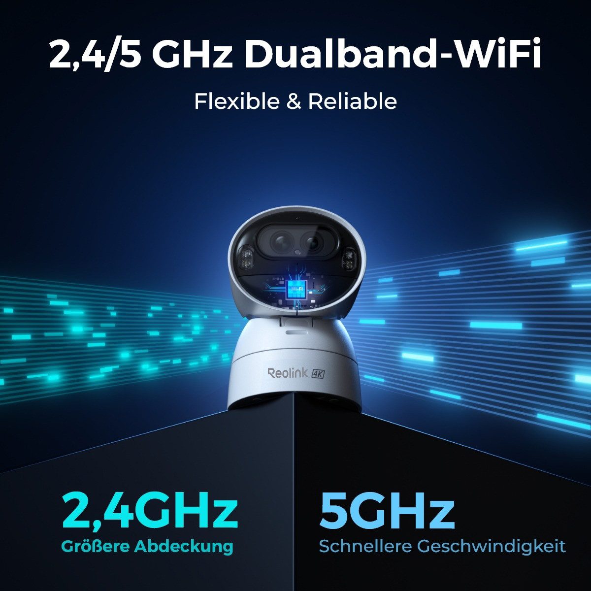 Reolink Überwachungskamera Argus Track mit Solarpanel 4K Wlan Akku (Außenbereich, Innenbereich, 5/2,4 GHz Wifi,8MP Farbnachtsicht,Intelligente Erkennung,2-Wege-Audio)