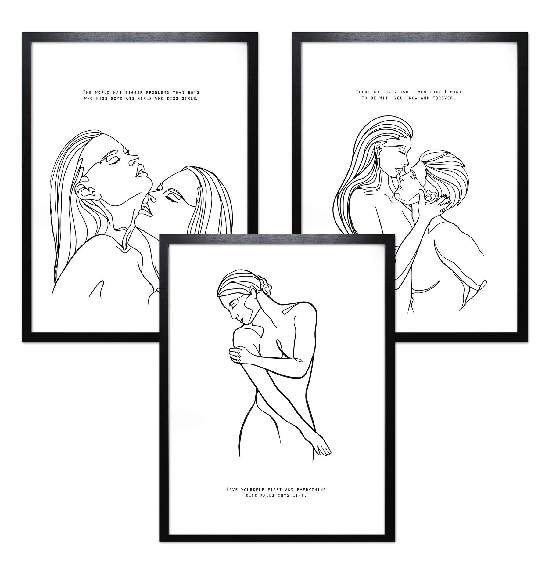 Close Up Kunstdruck LineArt Kunstdruck 3erSet Madeleine gerahmt schwarz