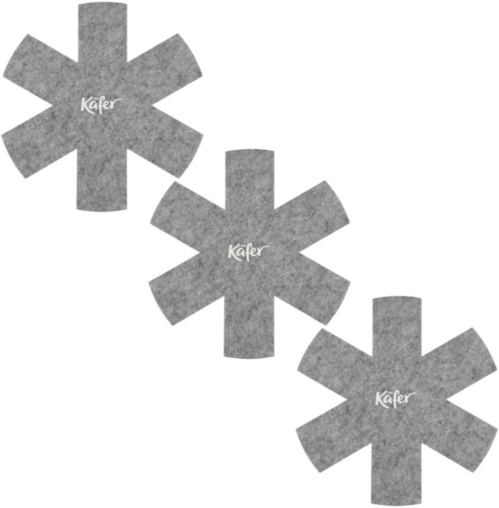 Käfer Pfannenschoner Käfer Topf- und Pfannenschoner, Zubehör für Käfer Edelstahlpfanne Ø 24 cm, Käfer Edelstahlpfanne Ø 28 cm, Käfer Edelstahl Servierpfanne Ø 28 cm, Set, 3-tlg., 3er-Set, Ø 38 cm, schützt, flexibel, waschbar, platzsparend