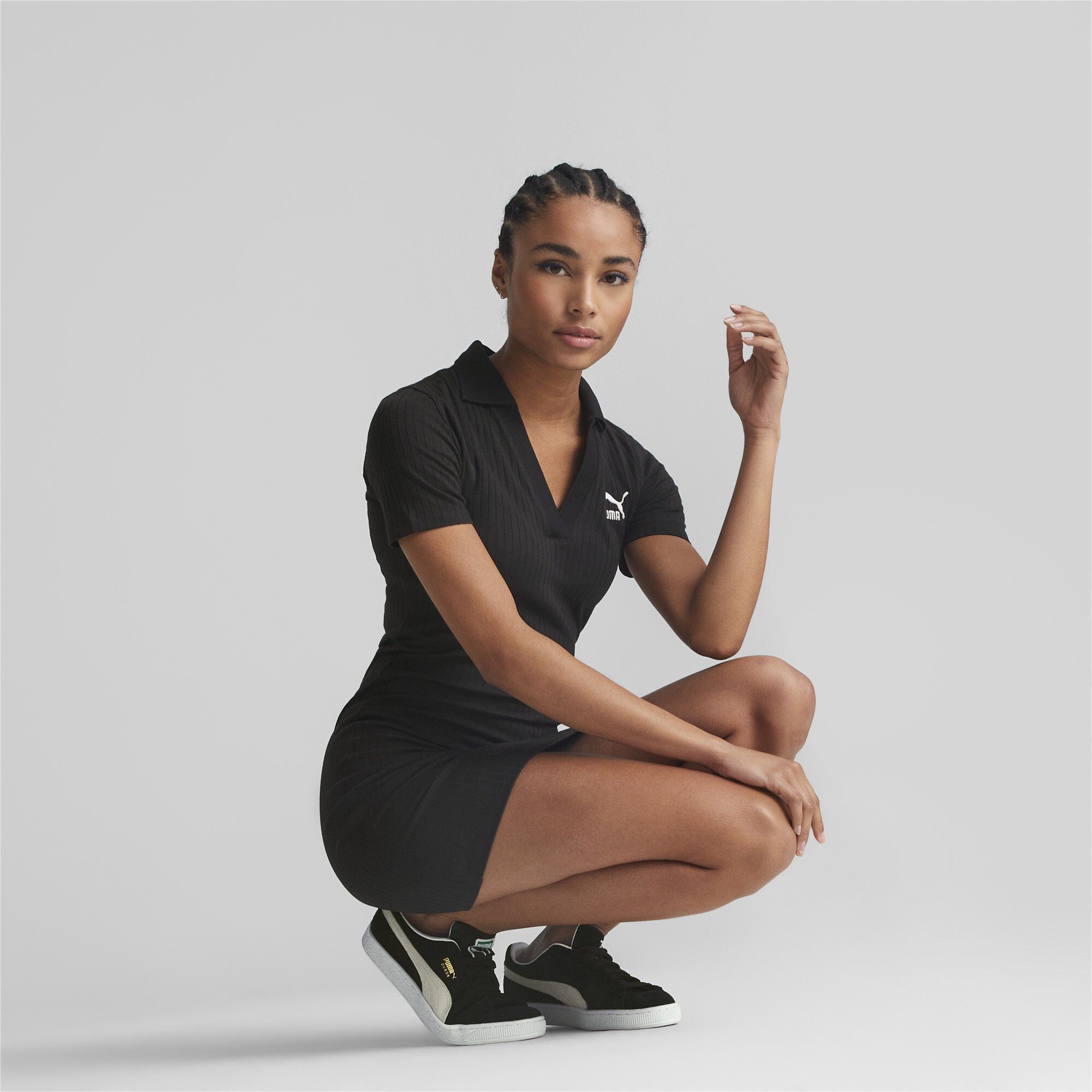 PUMA Sweatkleid Classics Geripptes Black Damen Kleid