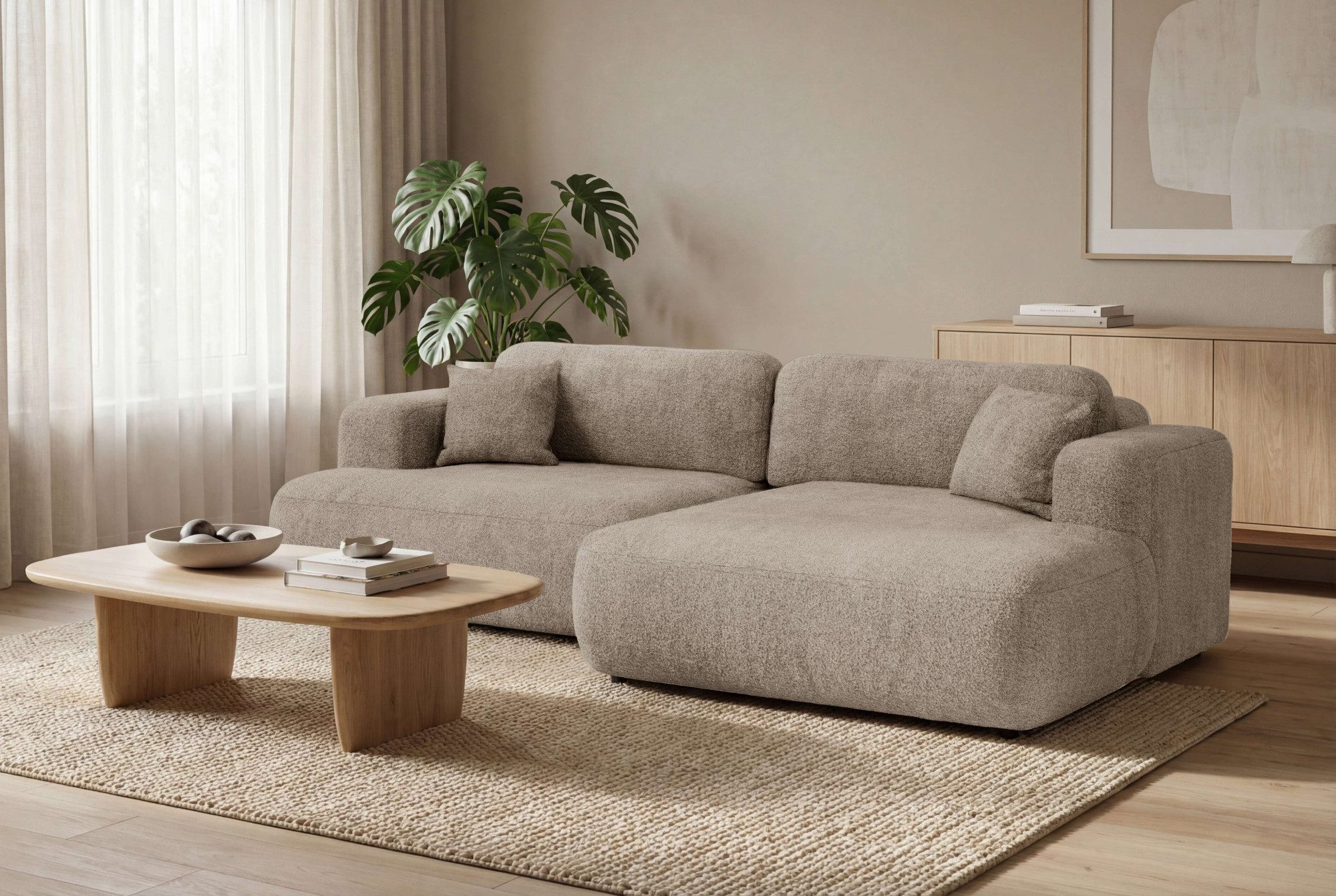 OTTO home Ecksofa VEEVIA L-Form, Schlafsofa, Verlässliche Qualität, Breite 256cm, mit Bettkasten, belastbar bis 480kg, inklusive Rücken- und Zierkissen