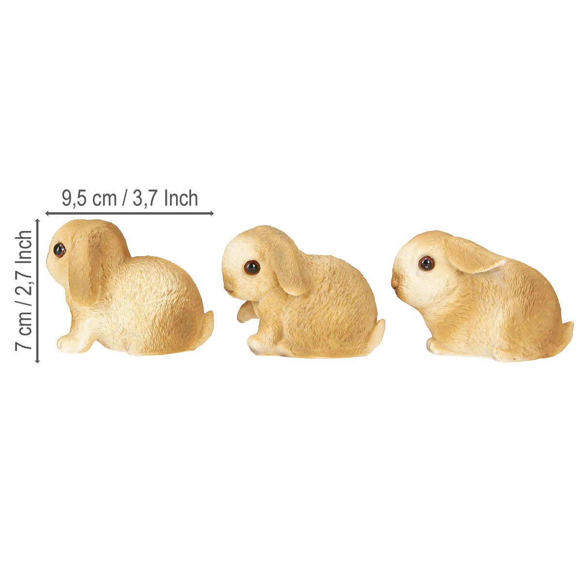 Kaemingk Osterhase Kleine Deko Osterhasen Set 3 Stk Polyresin Frühling, 3 Stück