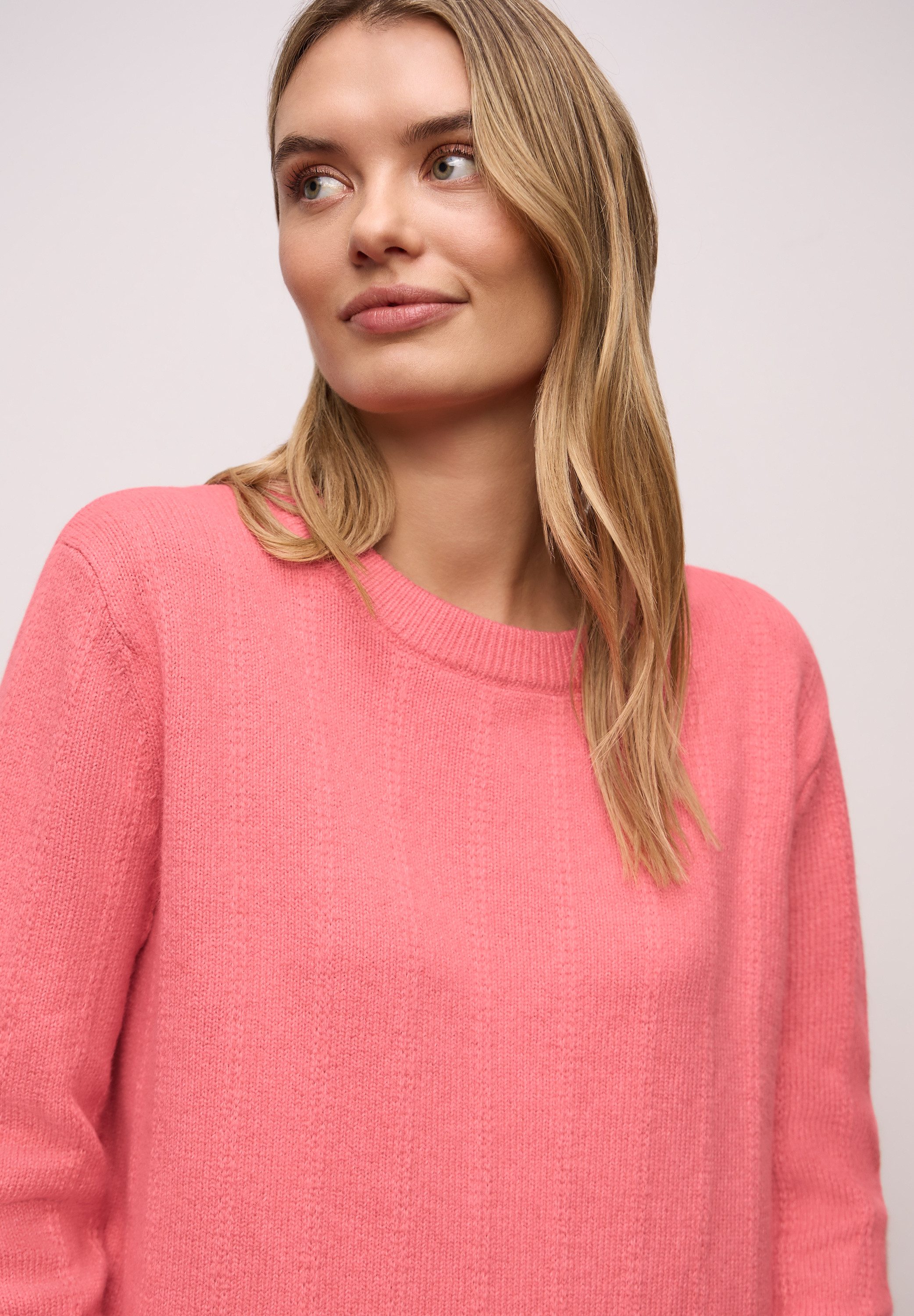 STREET ONE Strickpullover mit Rundhals, strukturiert