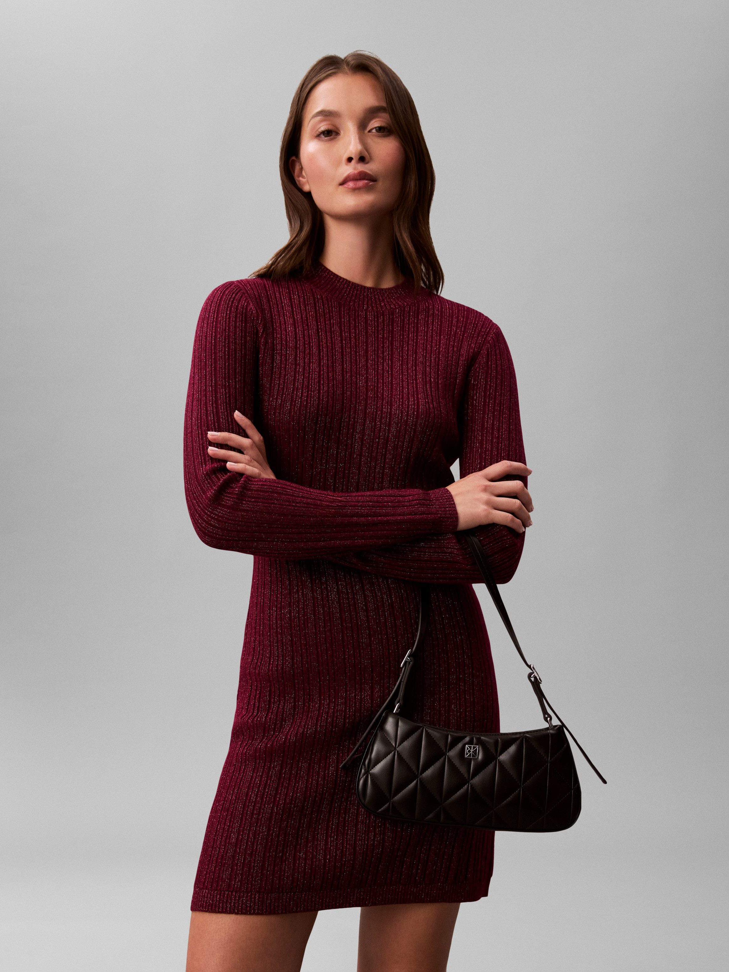 Calvin Klein Schultertasche QUILTED SM SHOULDER BAG, Damen Henkeltasche, Handtasche, Umhängetasche in gestepptem Look