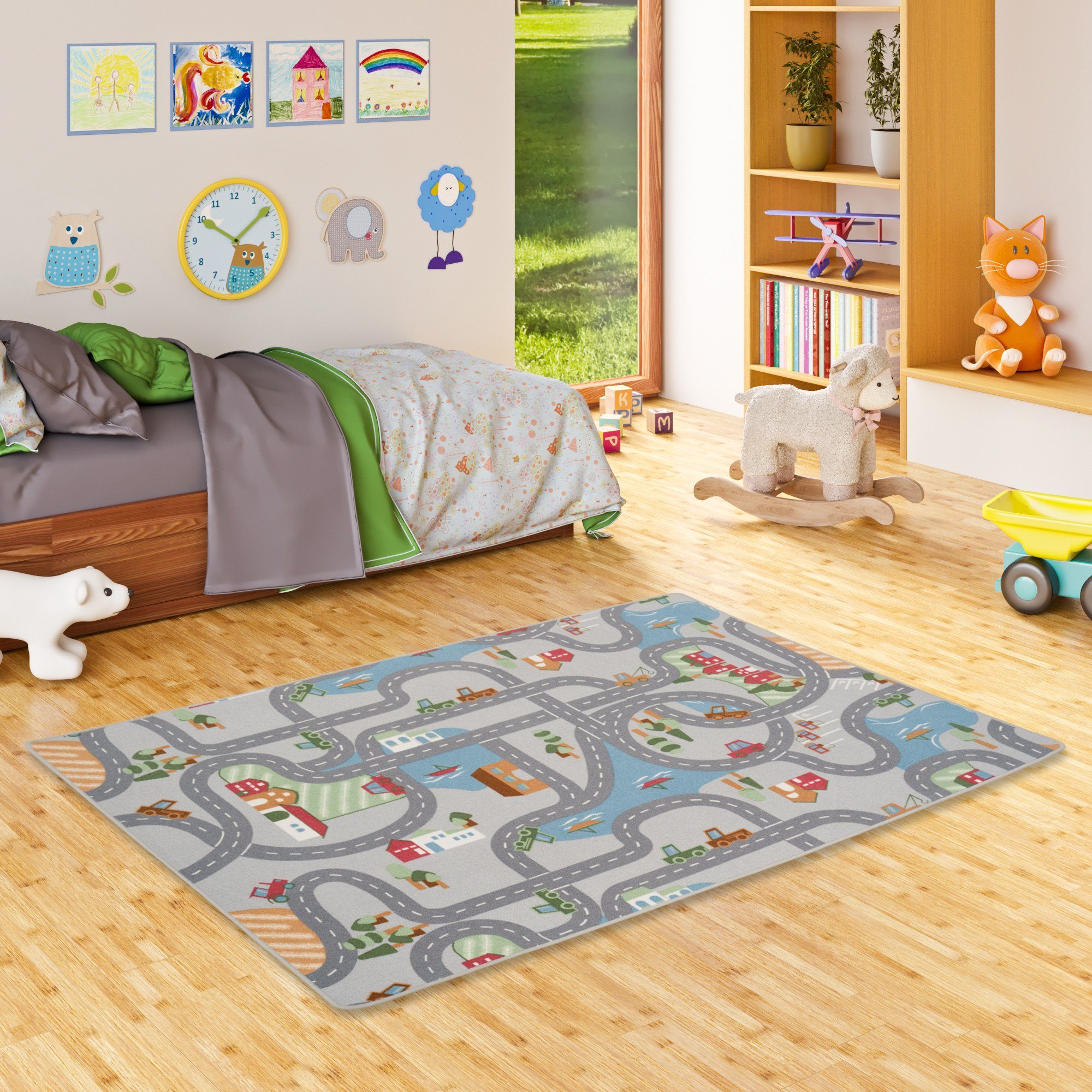 Snapstyle Kinderteppich Kinder Spiel Straßenteppich Fun Town, Rechteckig, H günstig online kaufen