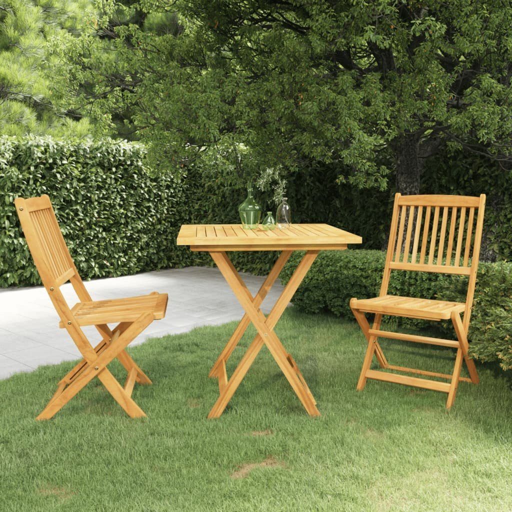 furnicato Garten-Essgruppe Klappbare aus Echtholz 70x70x75 cm, geölt, (1-tlg), Platzsparende Sitzgruppe mit klappbaren Stühlen für den Balkon