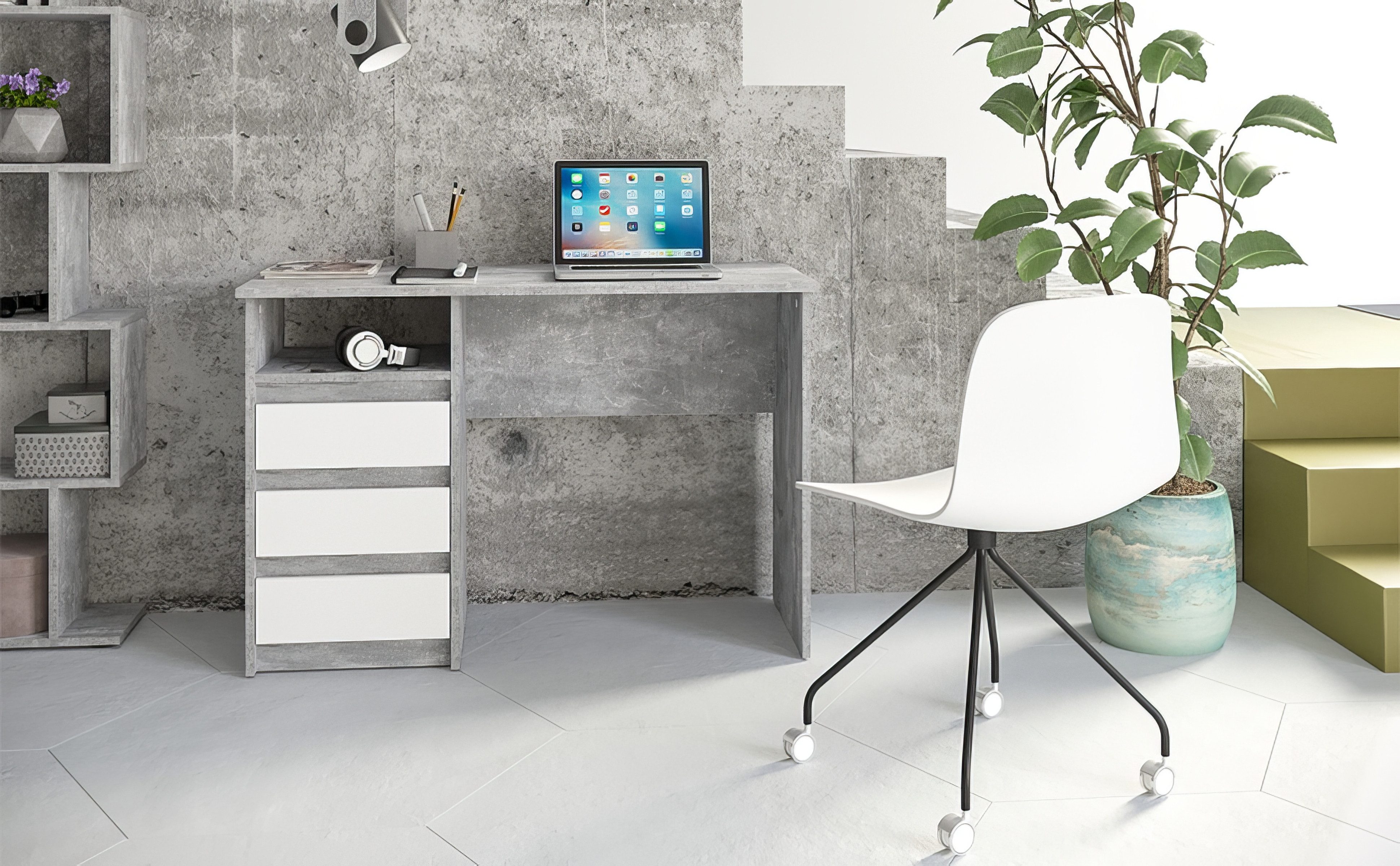 KOMTO Schreibtisch Oslo 110 Schreibtisch mit Schubladen Bürotisch Computert günstig online kaufen