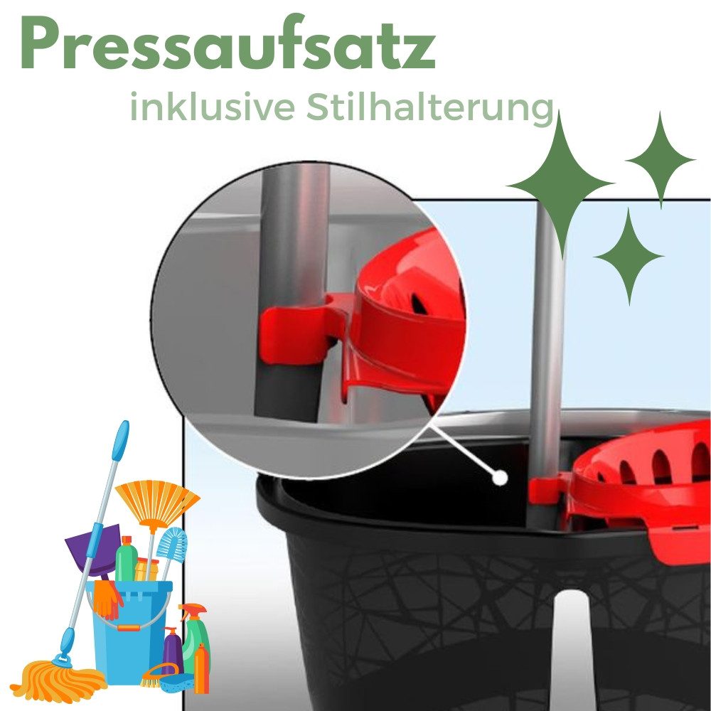 GarPet Putzeimer Wischeimer 18 L (2x9 L) Putzeimer mit Presse Wischeimer mit 2 Kammern – Bild 5 von 5