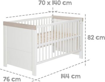 roba® Babymöbel-Set Lucy, (Spar-Set, 2-St., Kinderbett, Wickelkommode), mit Kinderbett & Wickelkommode; Made in Europe
