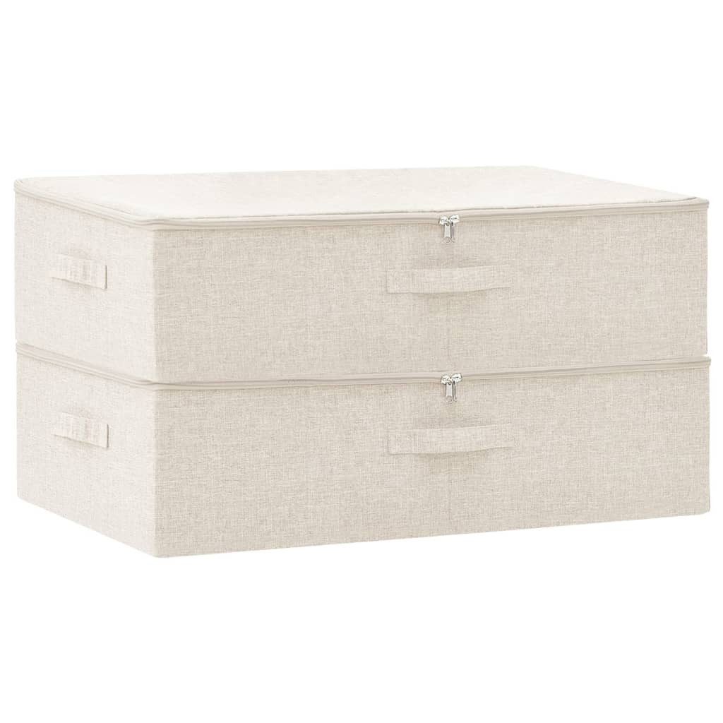 vidaXL Aufbewahrungsbox, Ordnungsboxen 2 Stk. Stoff 70x40x18 cm Creme günstig online kaufen