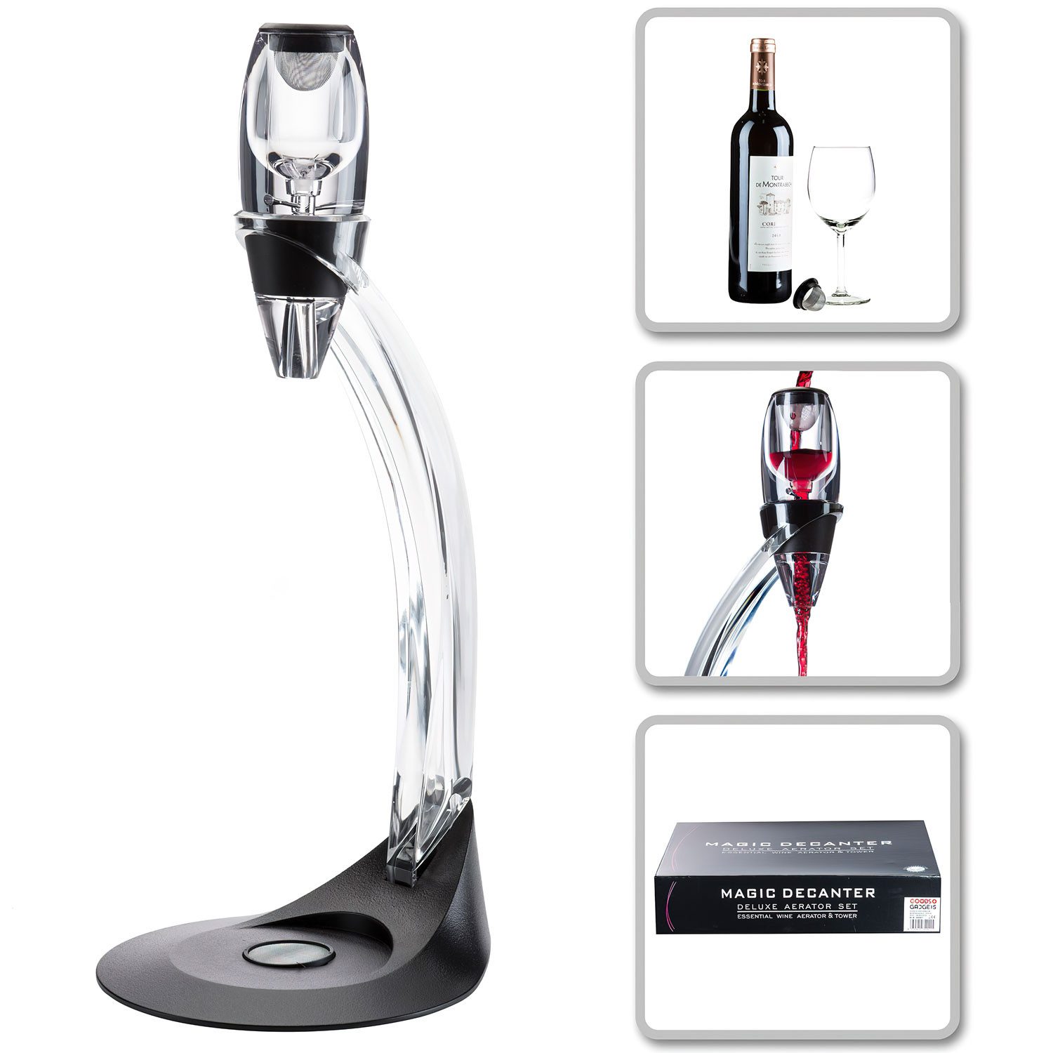Dimono Dekanter Magic Wein Dekanter – Luxus Weindekanter mit Belüfter & Ausgiesser, (Luxus, Wein-Dekanter), Ausgießer
