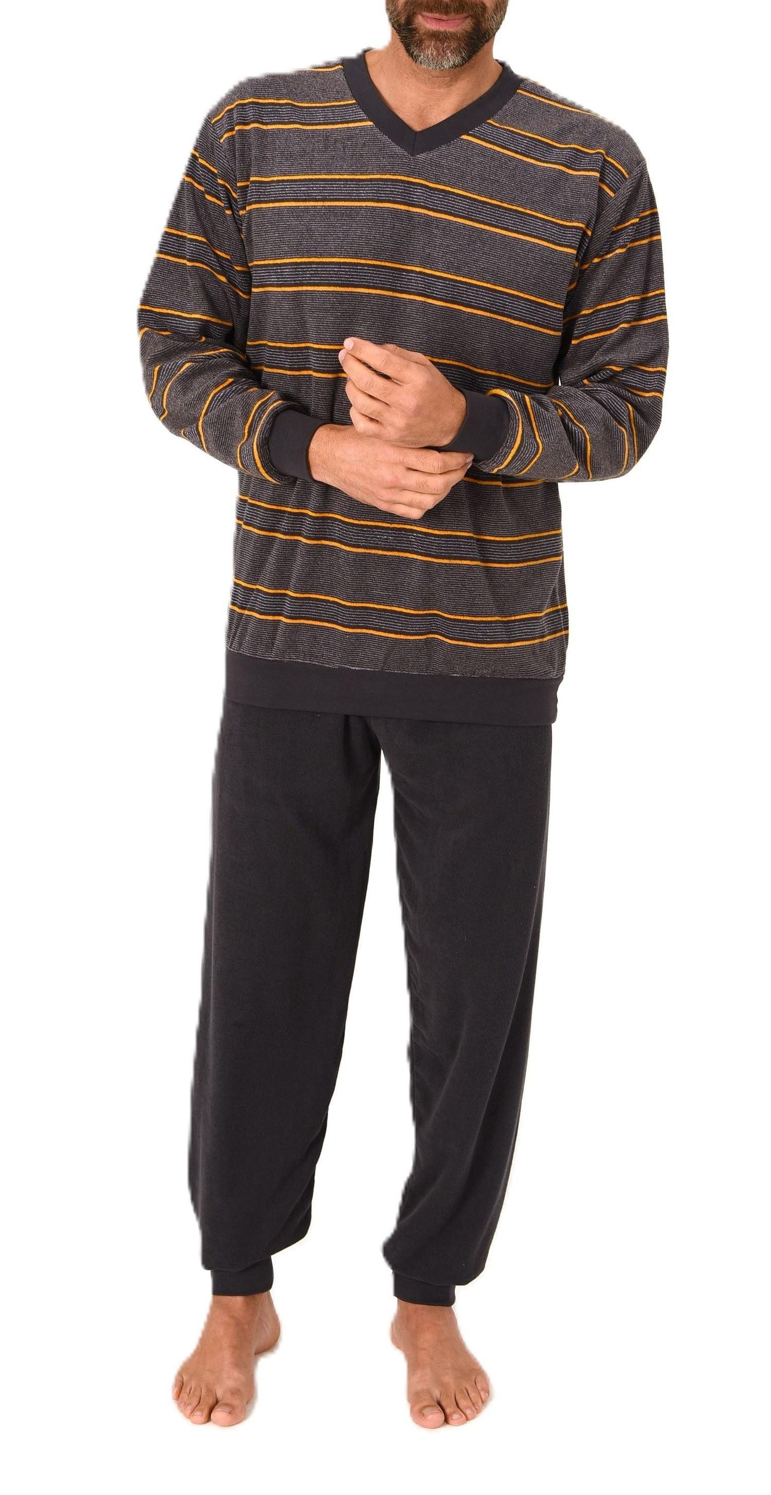 Pyjama Herren Schlafanzug langarm in Frottee Qualität – auch in Übergröße
